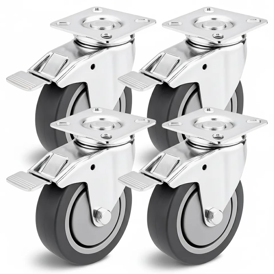 PRIOstahl Transportrollen 100mm Möbelrollen 4er Set Bremse