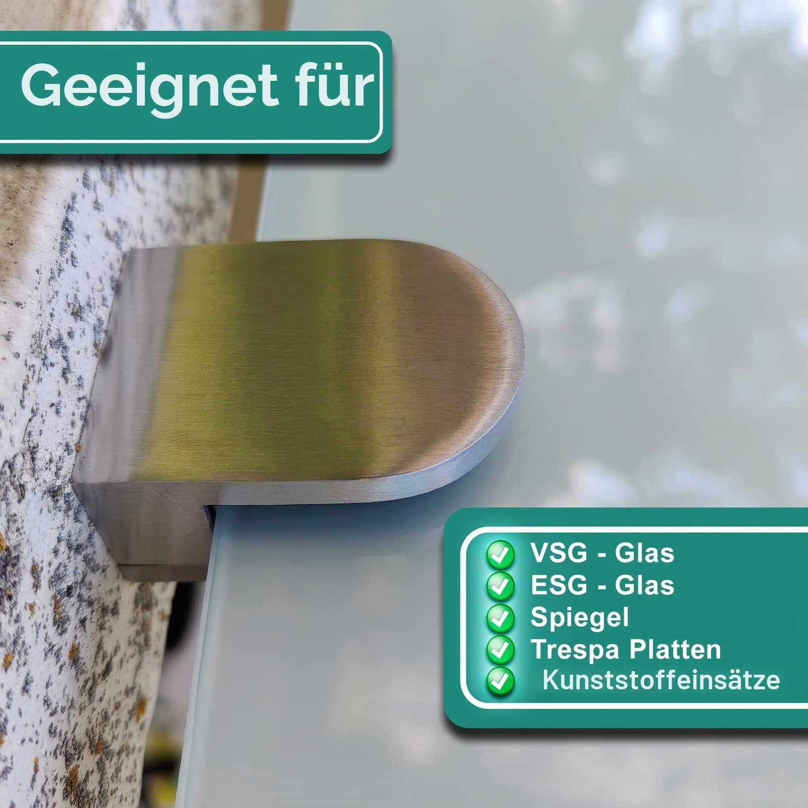 PRIOstahl Glashalter Glasklemmen 6 mm flach 4 Stück