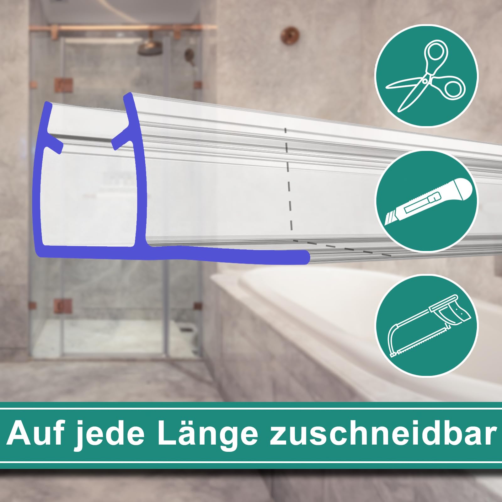 PRIOstahl Duschdichtung 6 mm 2 m transparent Gummilippe