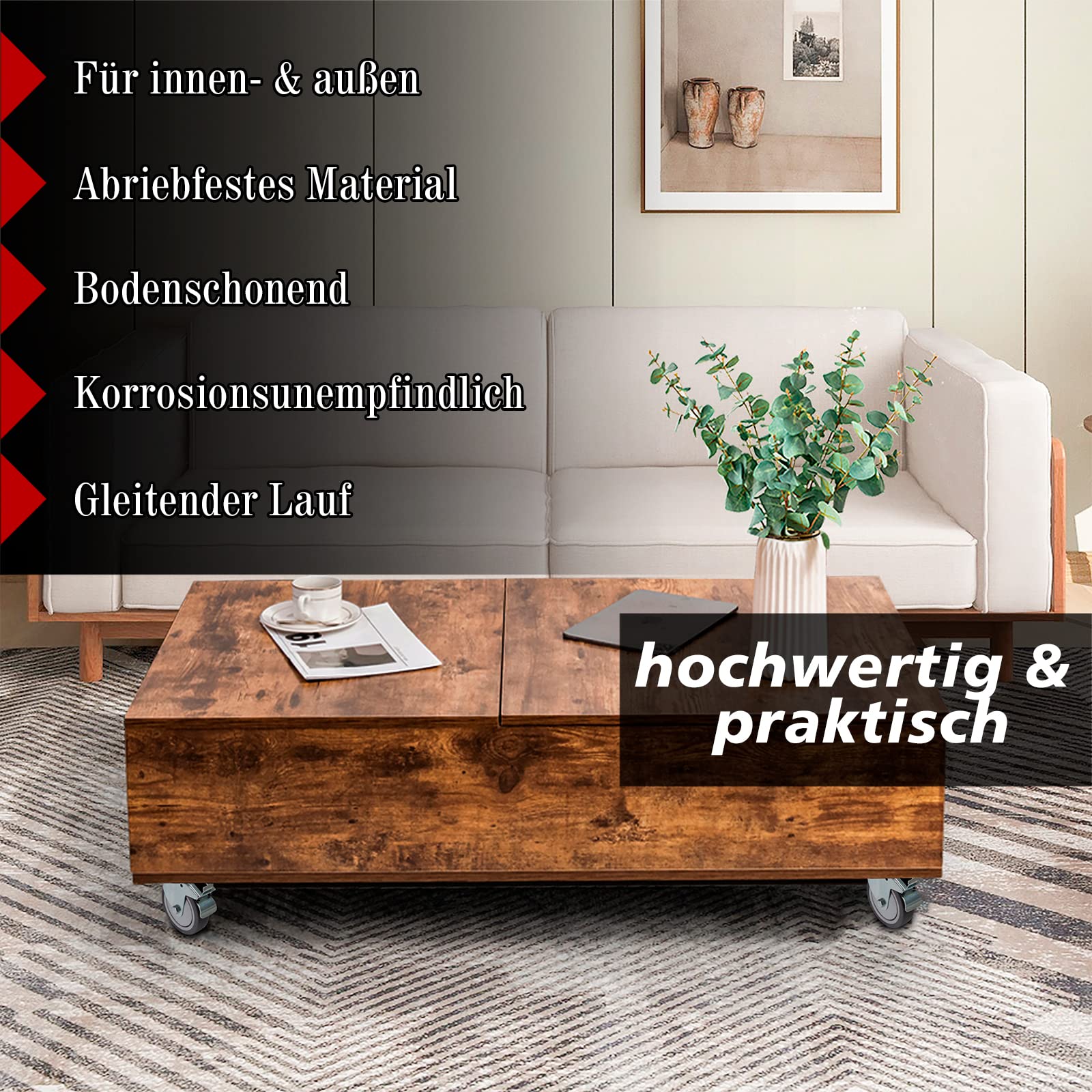 PRIOstahl Transportrollen 100mm Lenkrollen mit Bremse 4er Set