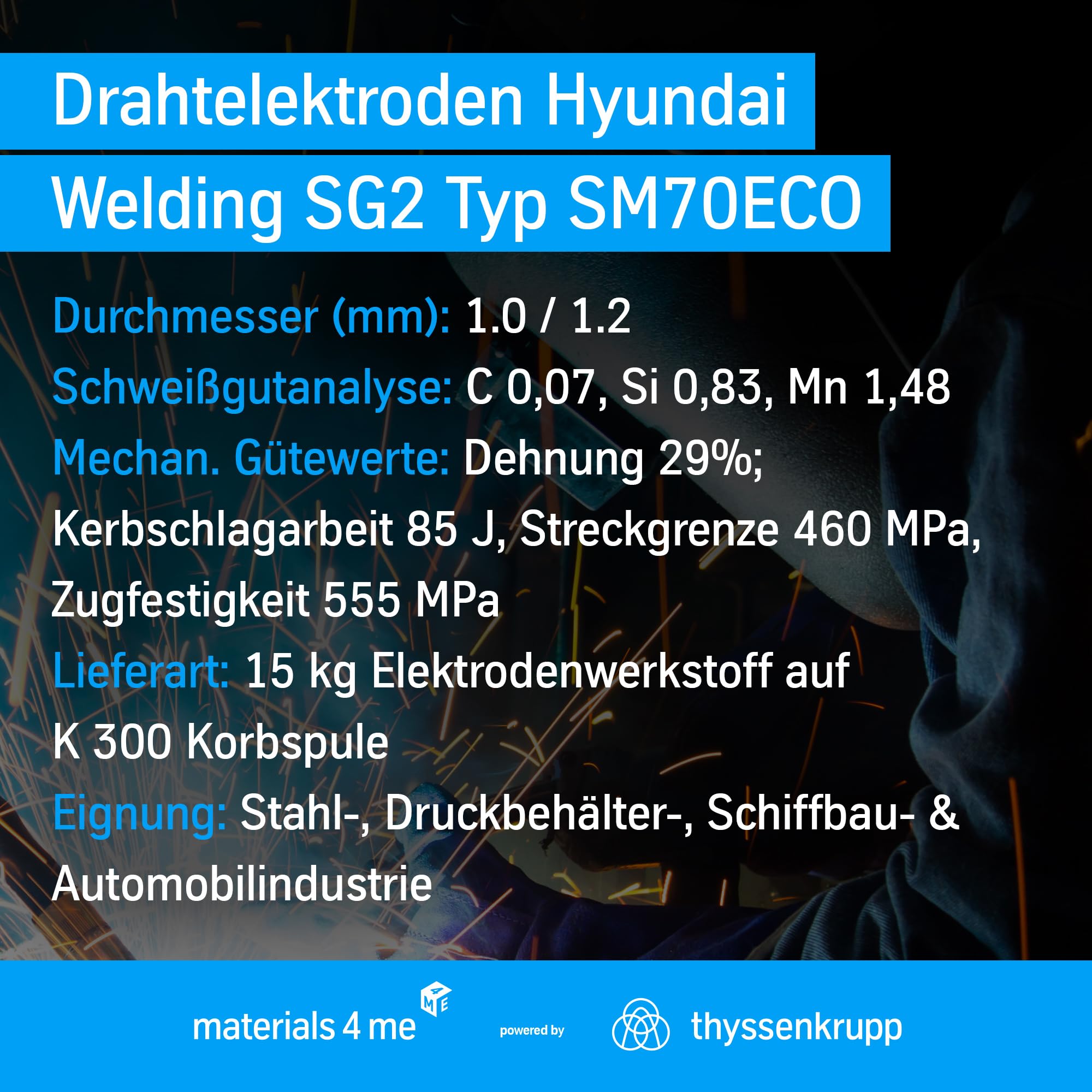 ThyssenKrupp Welding SM70ECO SG2 Schweißdraht 1,2 mm 15 kg