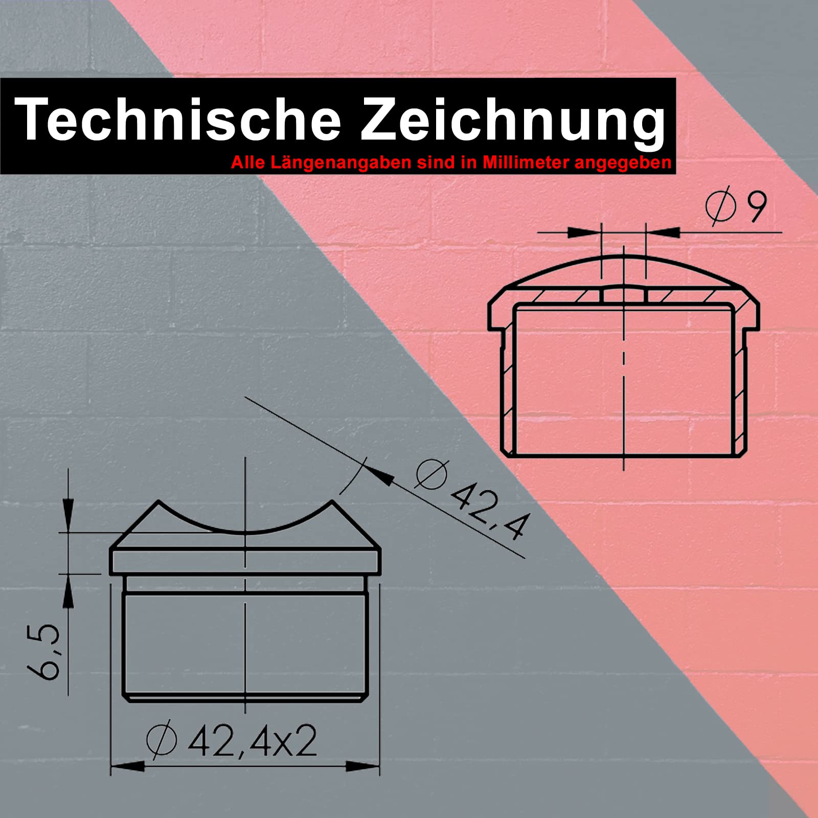 PRIOstahl Geländerbau Rohradapter rund 42,4 mm Edelstahl 1 Stück