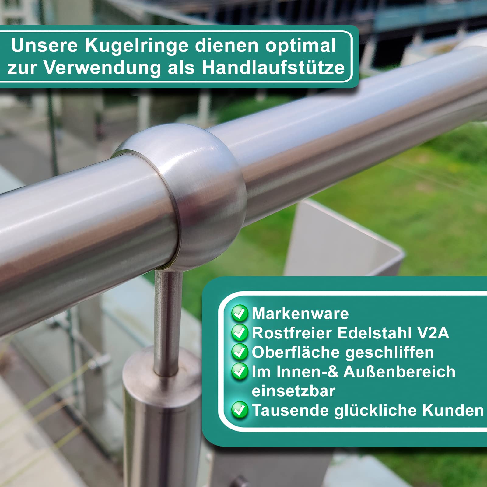 PRIOstahl Geländerbau Kugelring 42,4mm V2A 4 Stück