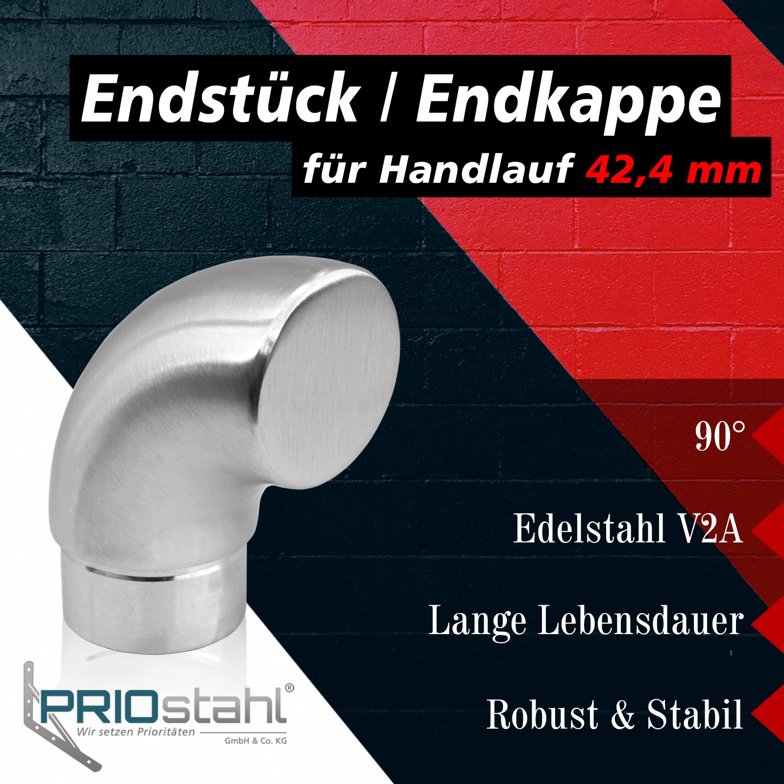 PRIOstahl Endbogen 42,4mm 90° 1 Stück Edelstahl V2A
