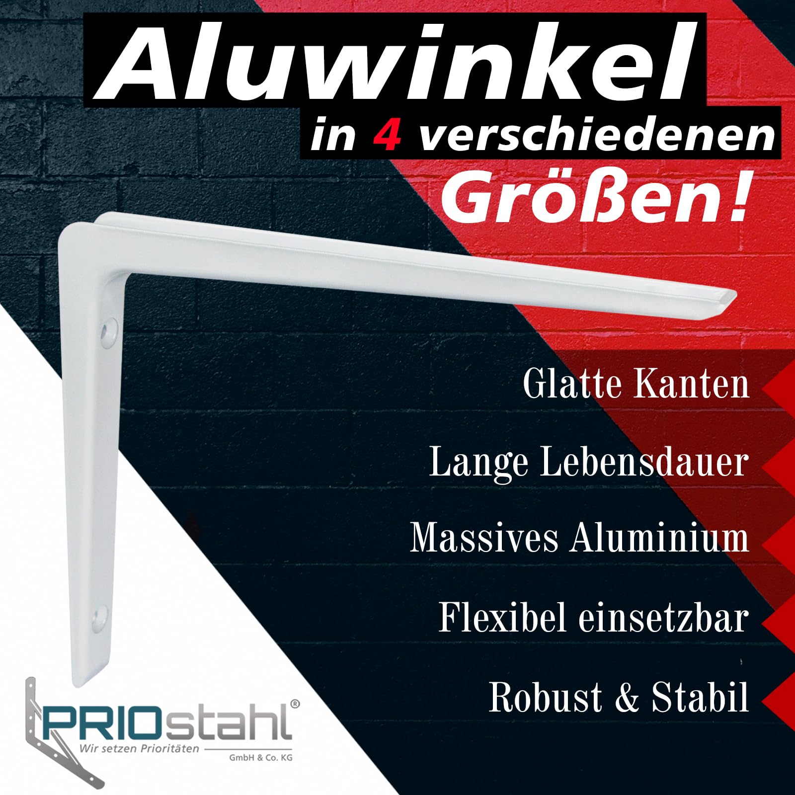 PRIOstahl Regalkonsole Alu Weiß 200x300mm 2 Stück