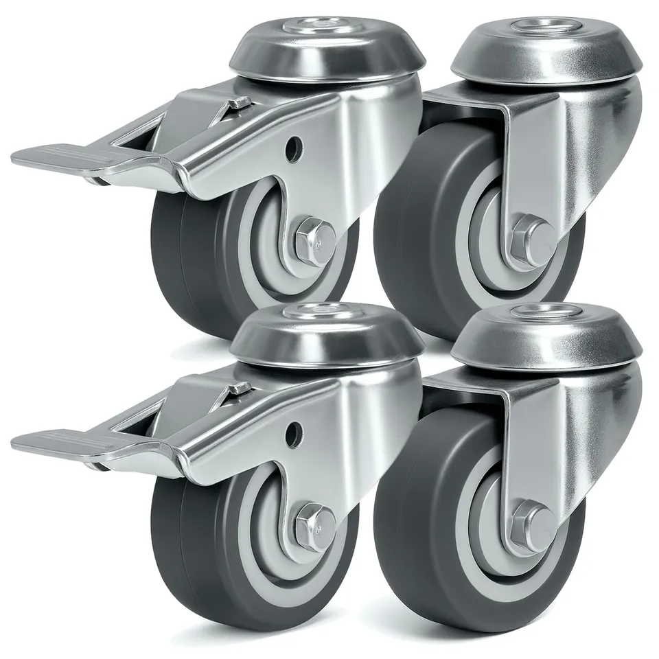 PRIOstahl Transportrollen 50mm Möbelrollen mit Bremse 4er Set