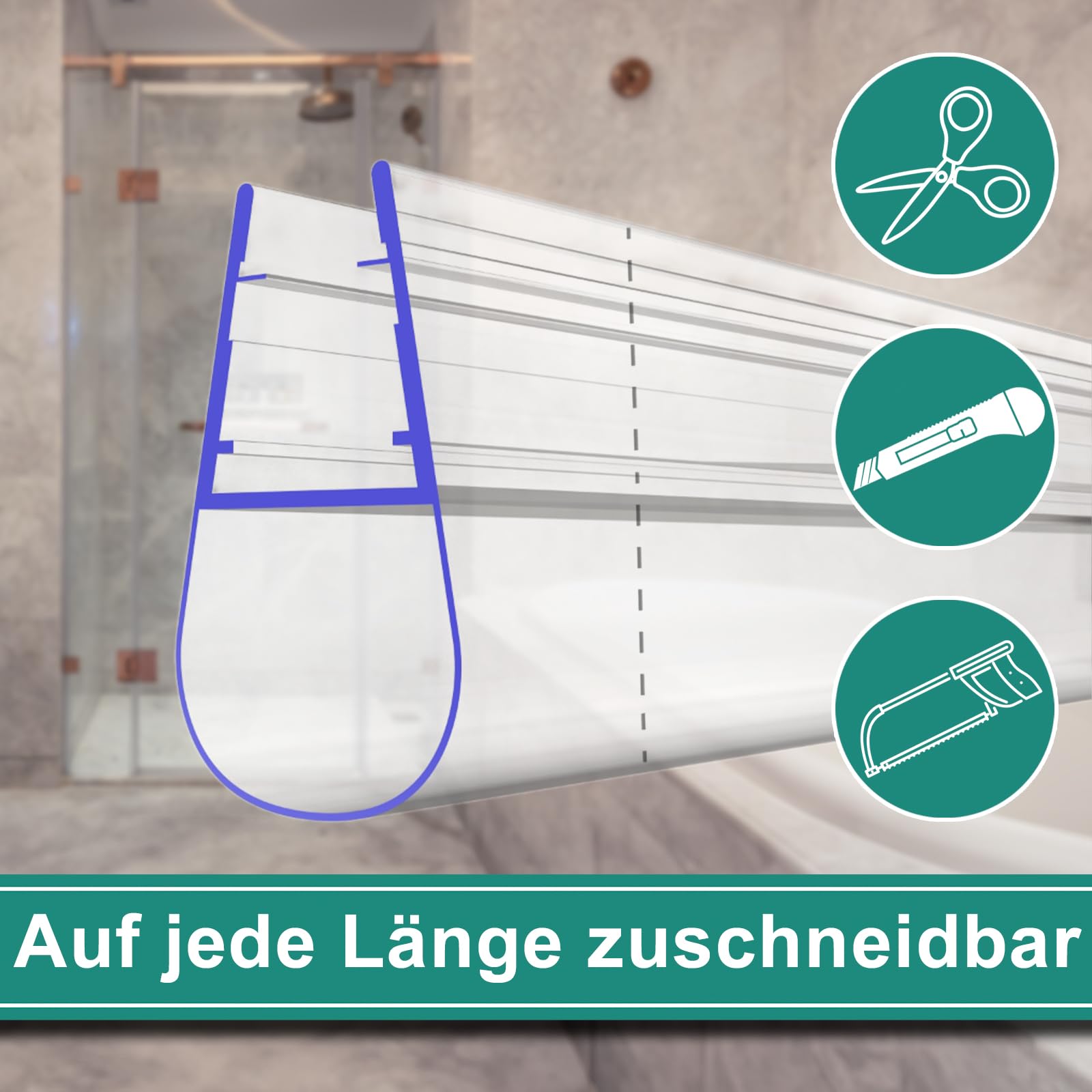 PRIOstahl Duschdichtung 8mm Transparent 2 Meter Variante 8