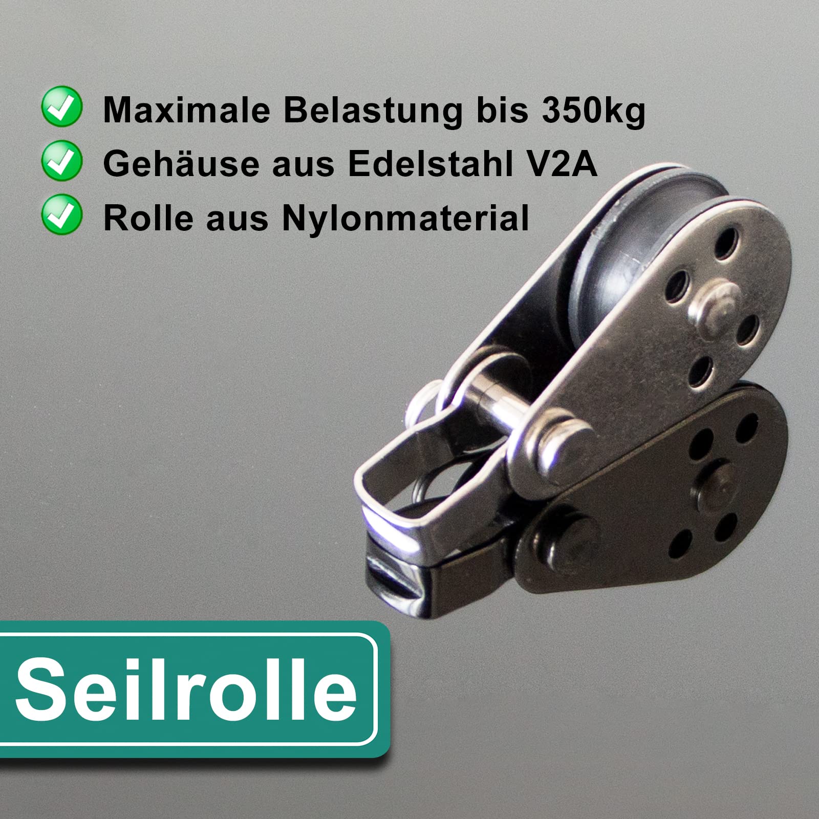 PRIOstahl Seilrolle 25 mm Umlenkrolle 2 Stück 350 kg