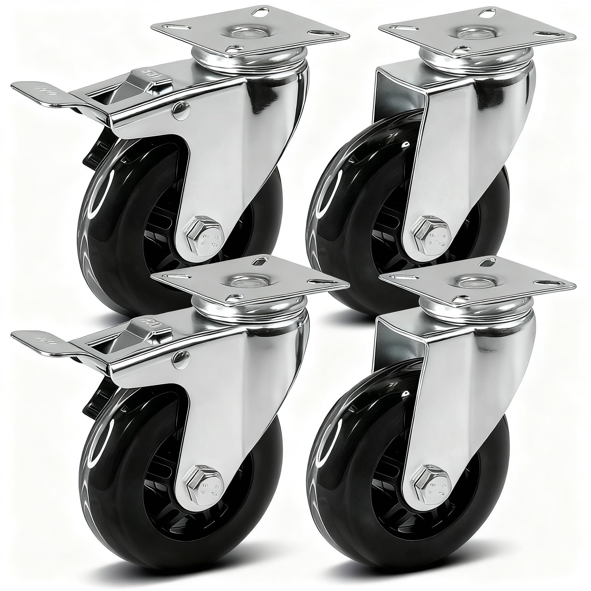 PRIOstahl Transportrollen 100mm Set 4 transparent mit Bremse