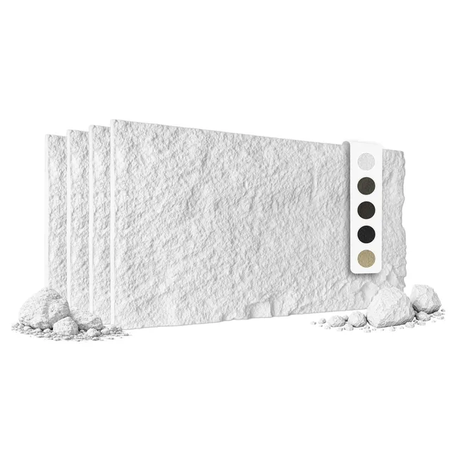 HEXIM Wandpaneele Steinoptik Weiß 3D Paneele A002-01 4 Stück