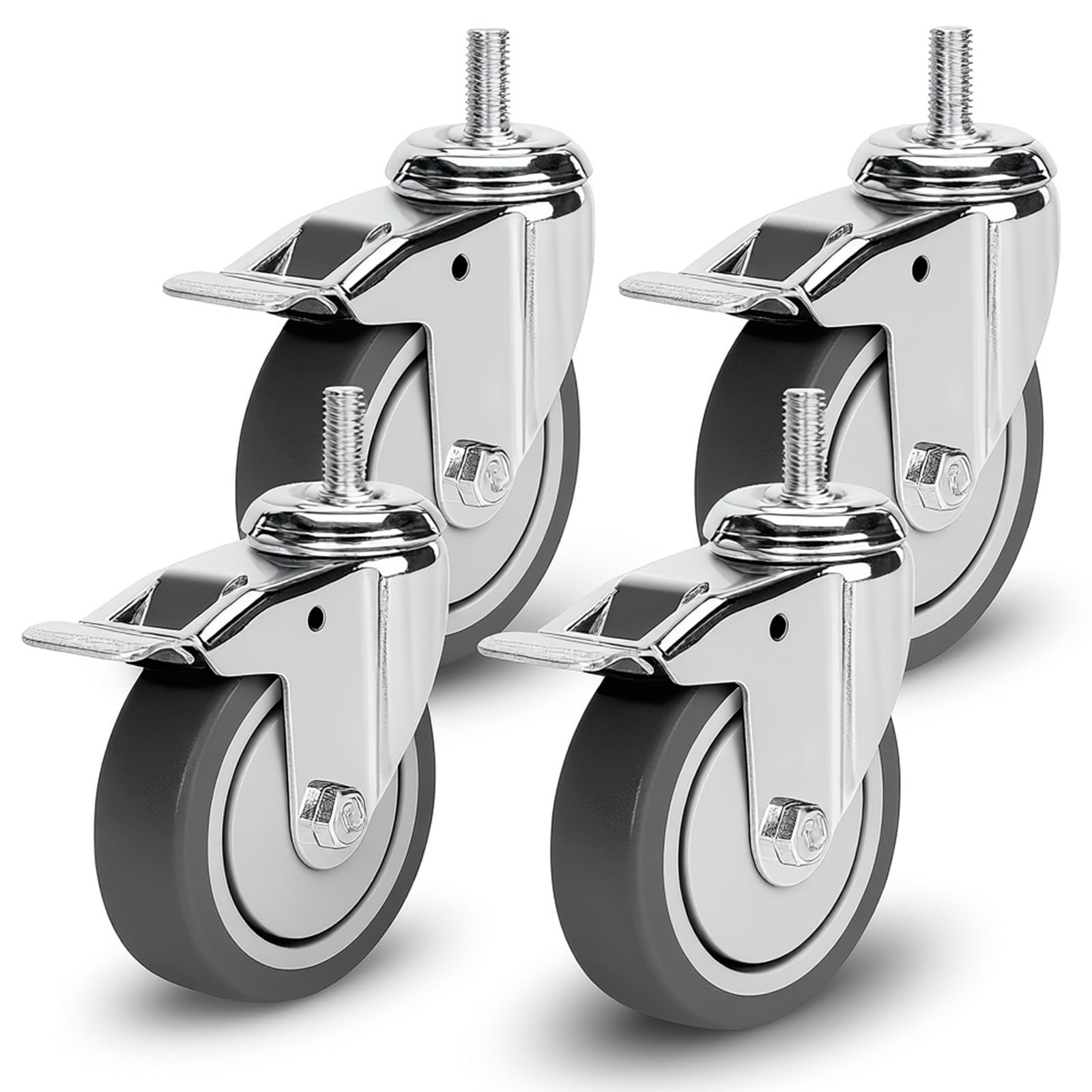 PRIOstahl Transportrollen 100mm Lenkrollen mit Bremse 4er Set