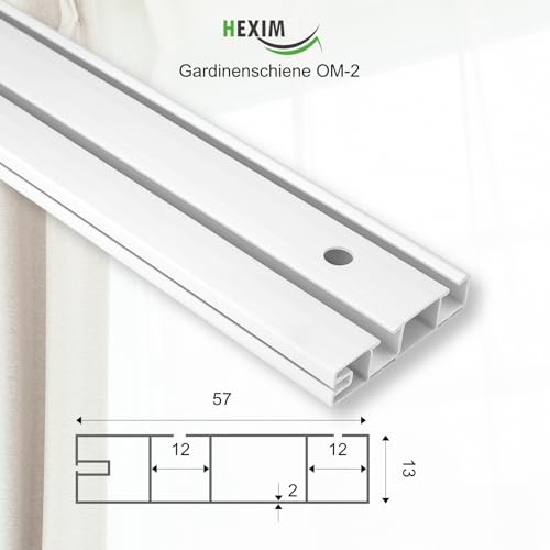 Hexim OM-2 Gardinenschiene PVC 2-läufig 2000x55 mm weiß