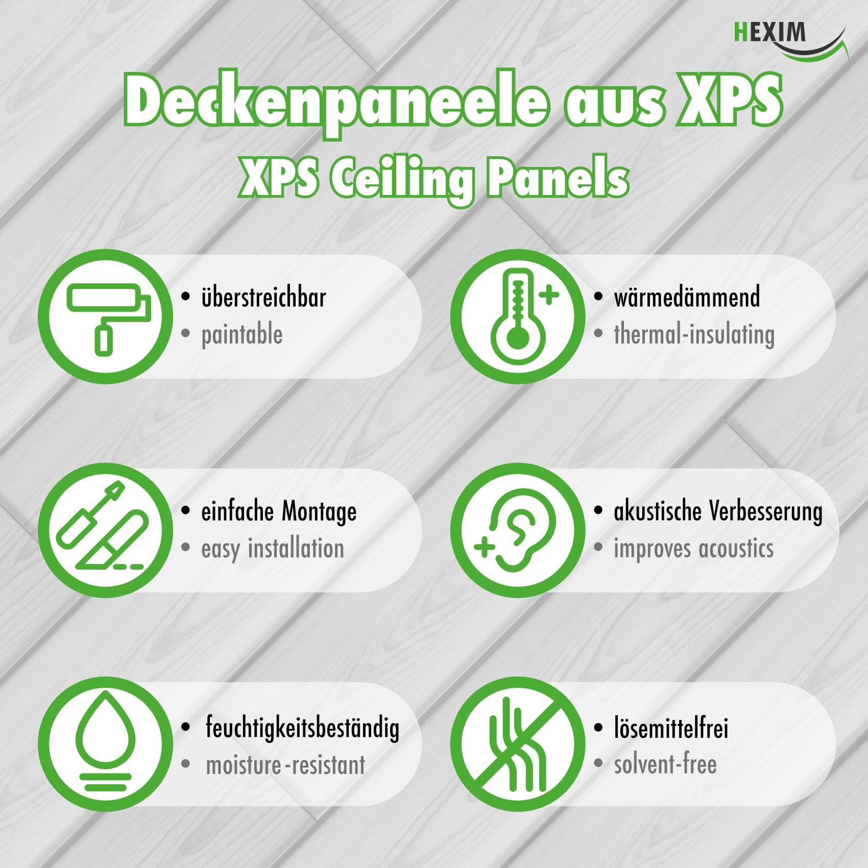Hexim Deckenpaneele XPS 100x16,7cm 2qm Buche Hell P-01