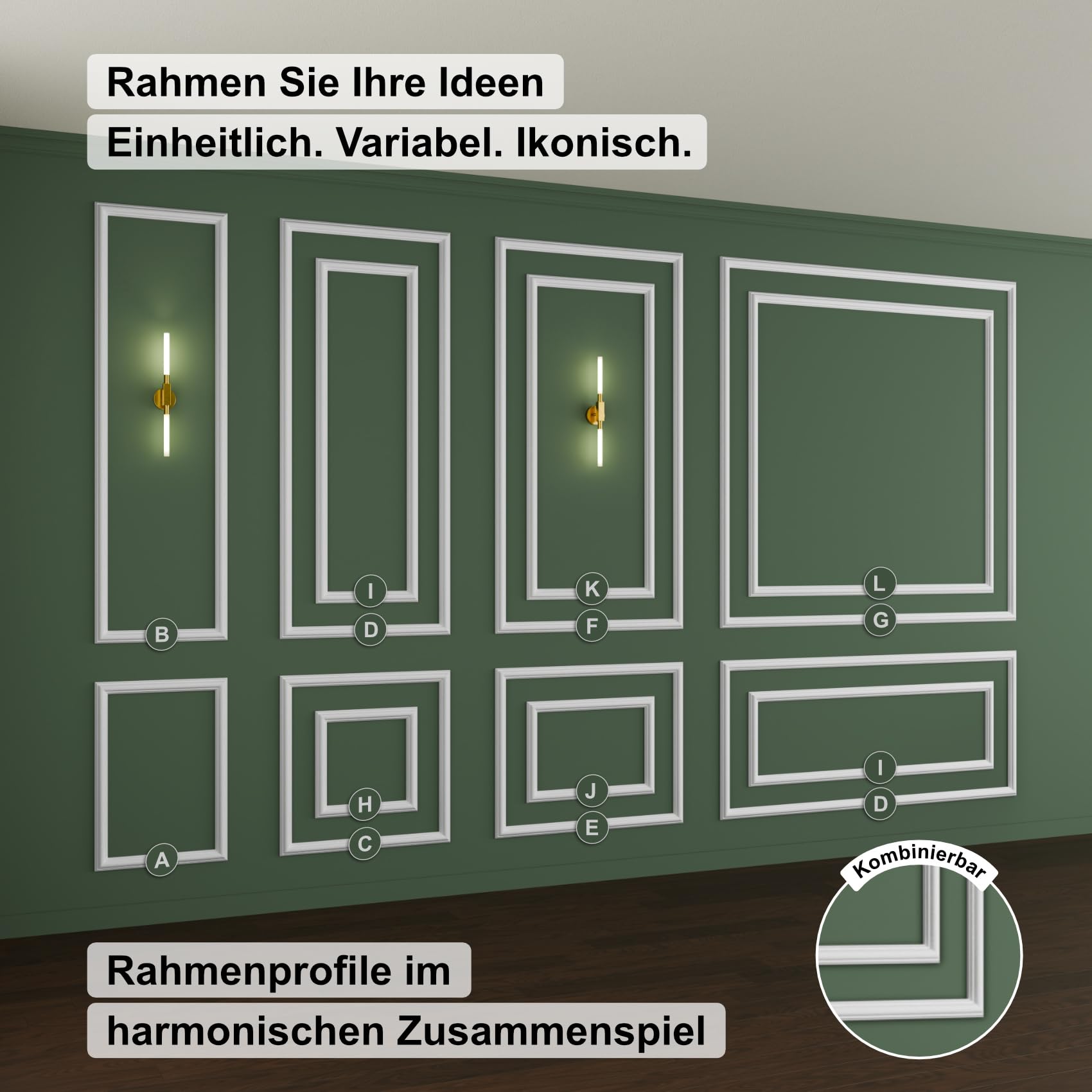 Hexim Stuckleisten Wandrahmen RM16-H weiß 36x36 cm HDPS