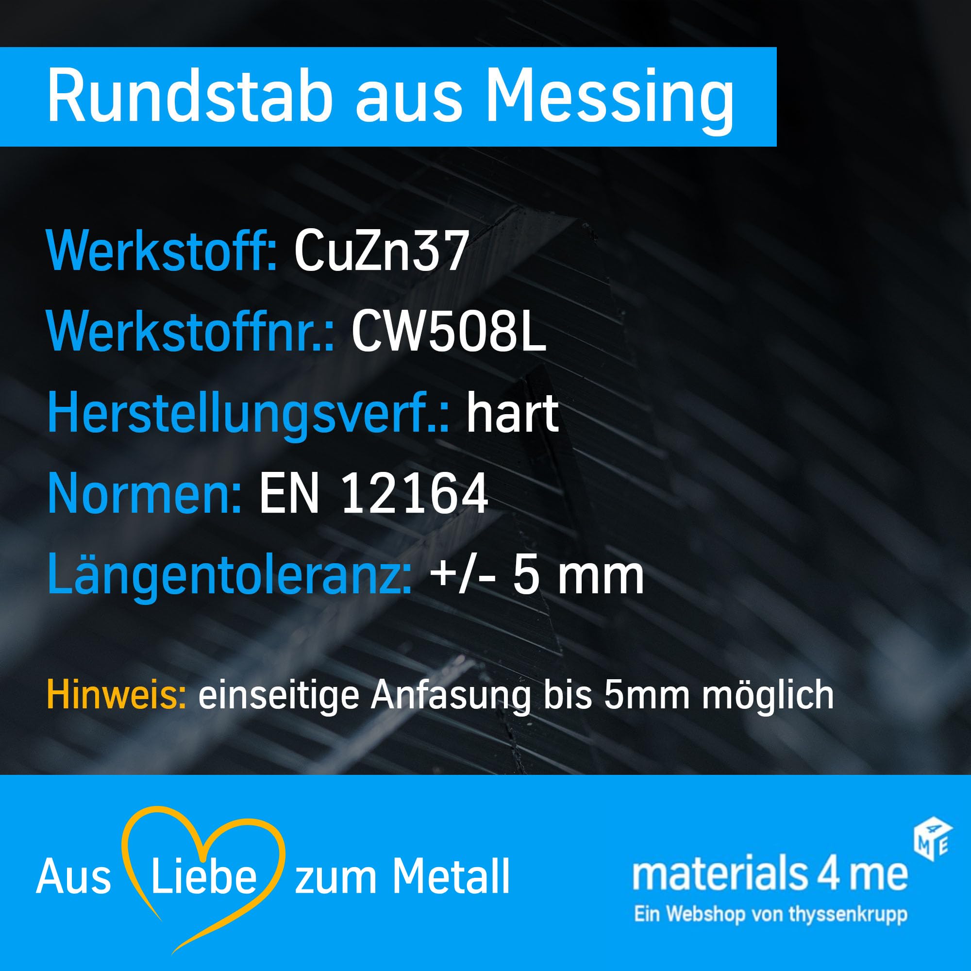 thyssenkrupp Messing Rundstab Ø8 mm Rundprofil 1000 mm CW614N