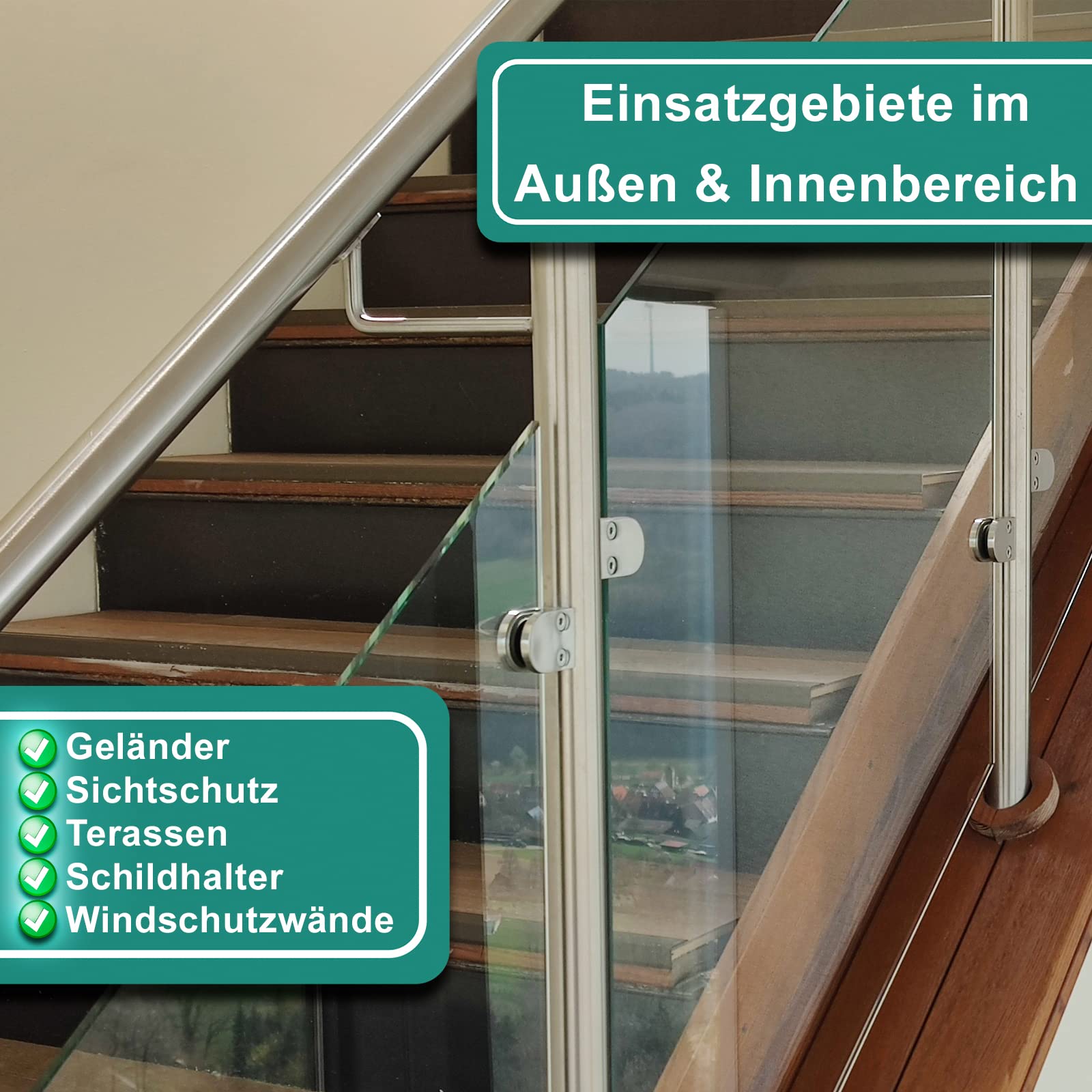 PRIOstahl Glashalter 42,4 mm 1,5 mm Edelstahl V2A 4 Stück