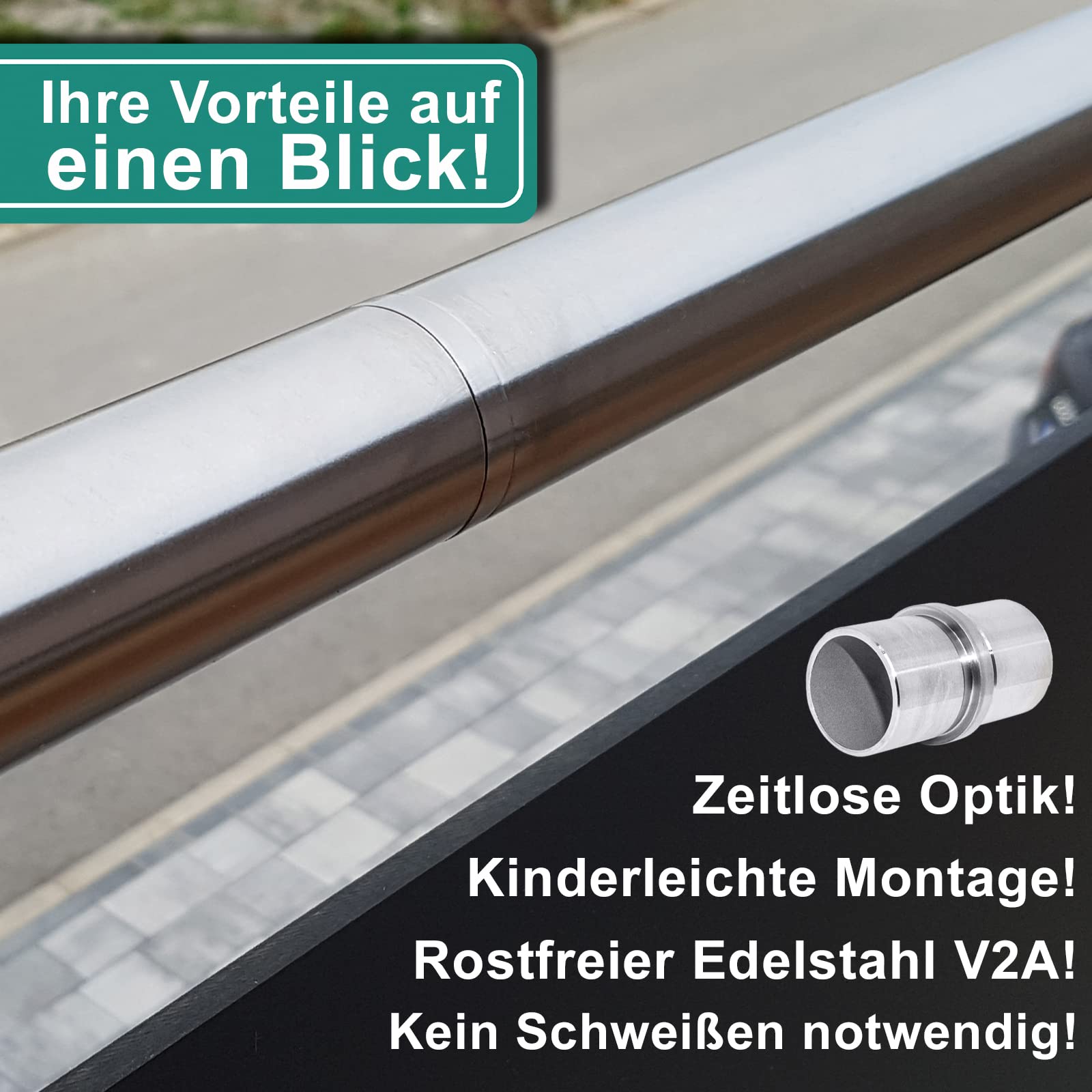 PRIOstahl Verbindungsmuffe 42,4mm Rohrverbinder Edelstahl V2A