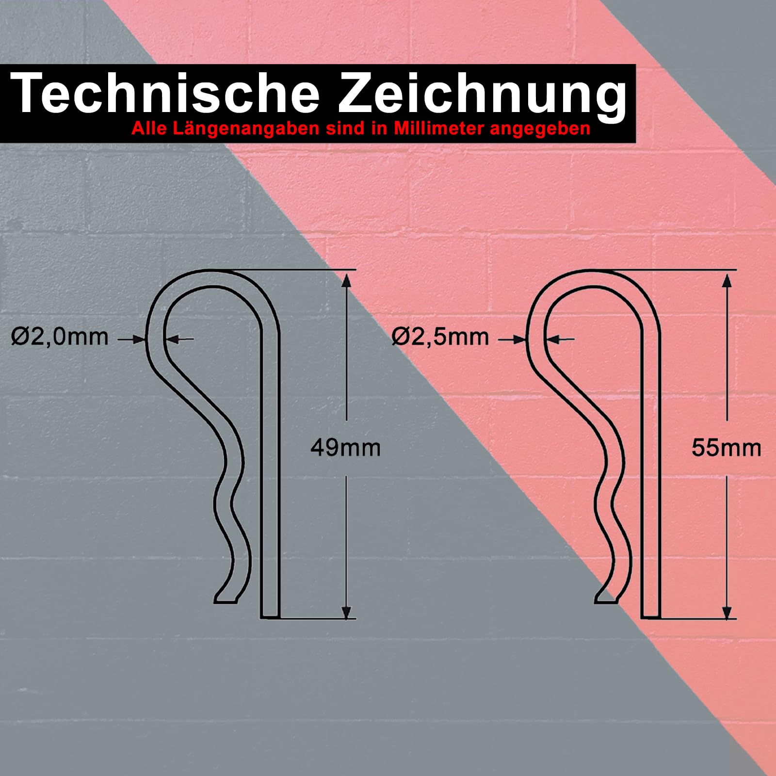 PRIOstahl Steckbolzen 8x54mm Federstecker Sicherung rostfrei