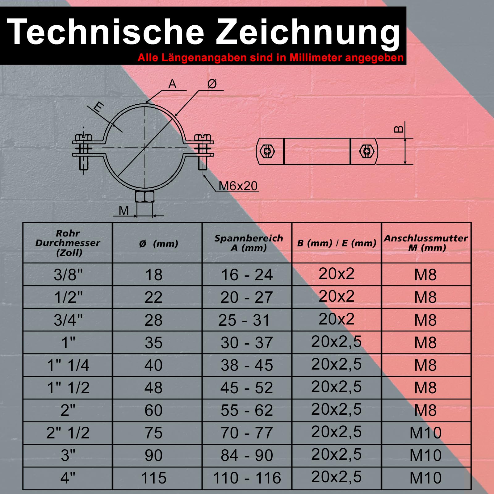 PRIOstahl Rohrschelle Edelstahl V2A 3/4" 25-31mm 4 Stück