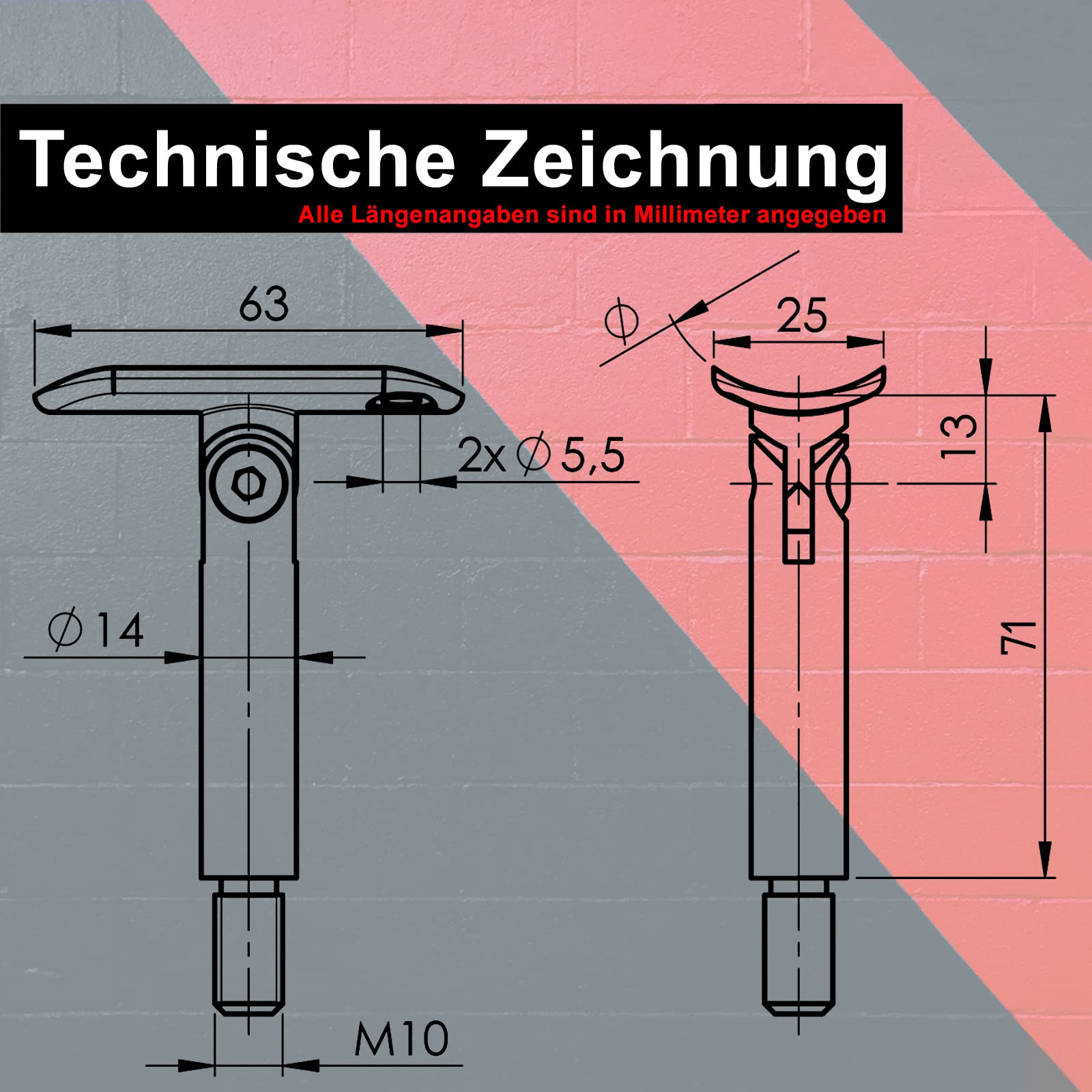 PRIOstahl Handlaufstütze M10 Gelenk Ø42,4mm 4 Stück V2A