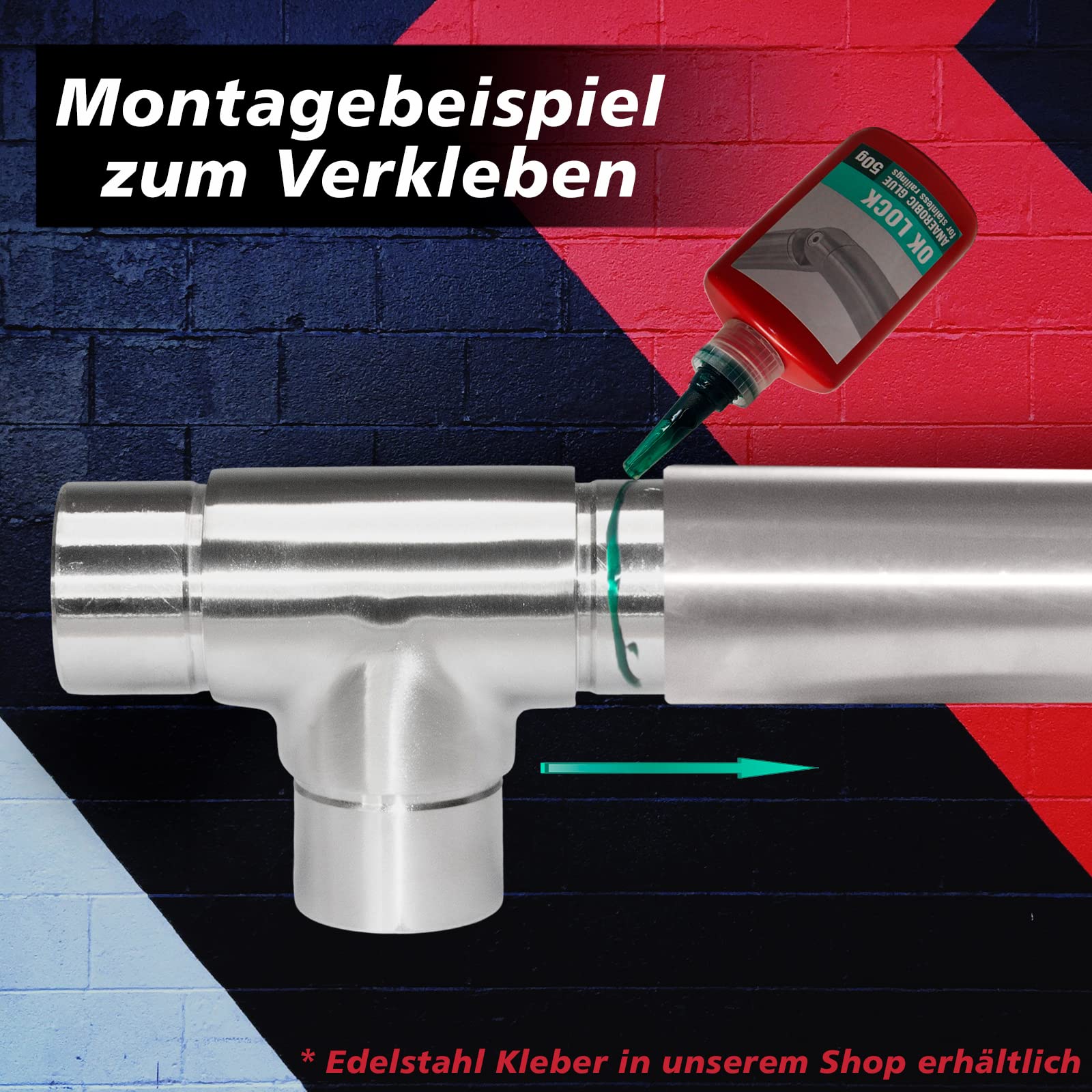 PRIOstahl T-Verbinder Ø42,4 mm Edelstahl V2A 2 Stück Handlauf