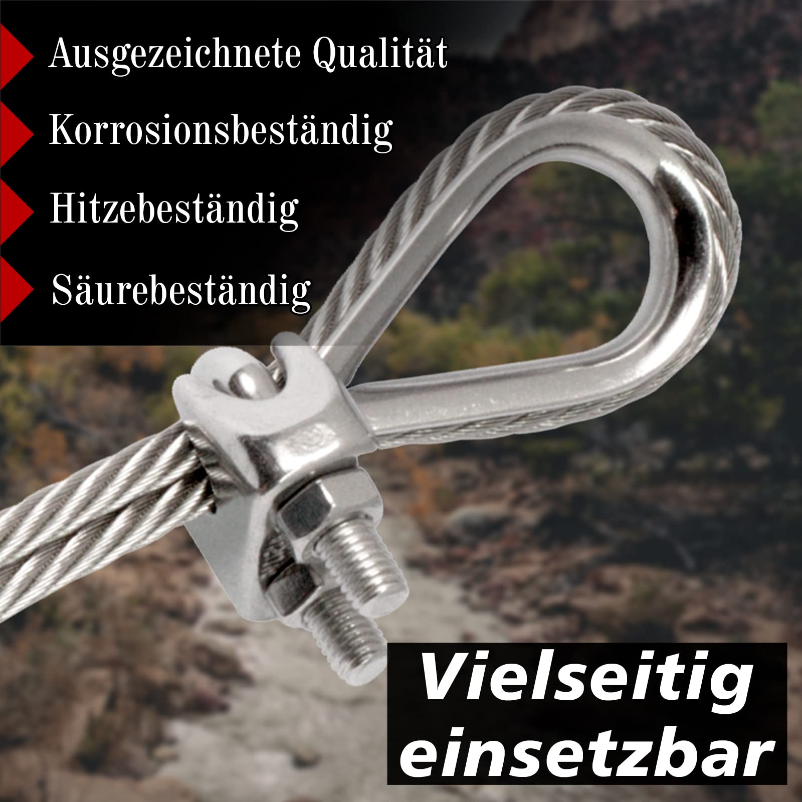 PRIOstahl Drahtseilklemme V4A 4 mm Bügelseilklemme 8 Stück