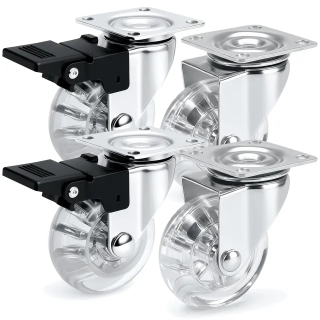PRIOstahl Transportrollen 50mm Möbelrollen transparent 4er Set Bremse