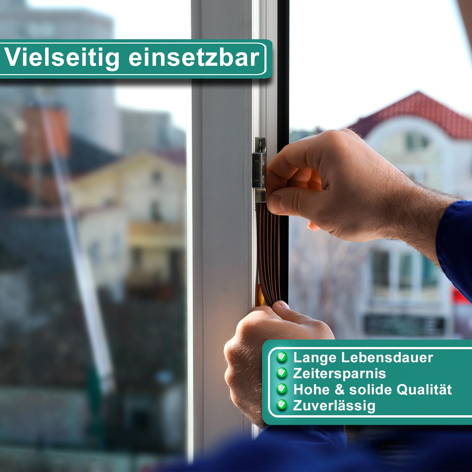 PRIOstahl Fensterdichtung E-Profil 50m braun selbstklebend