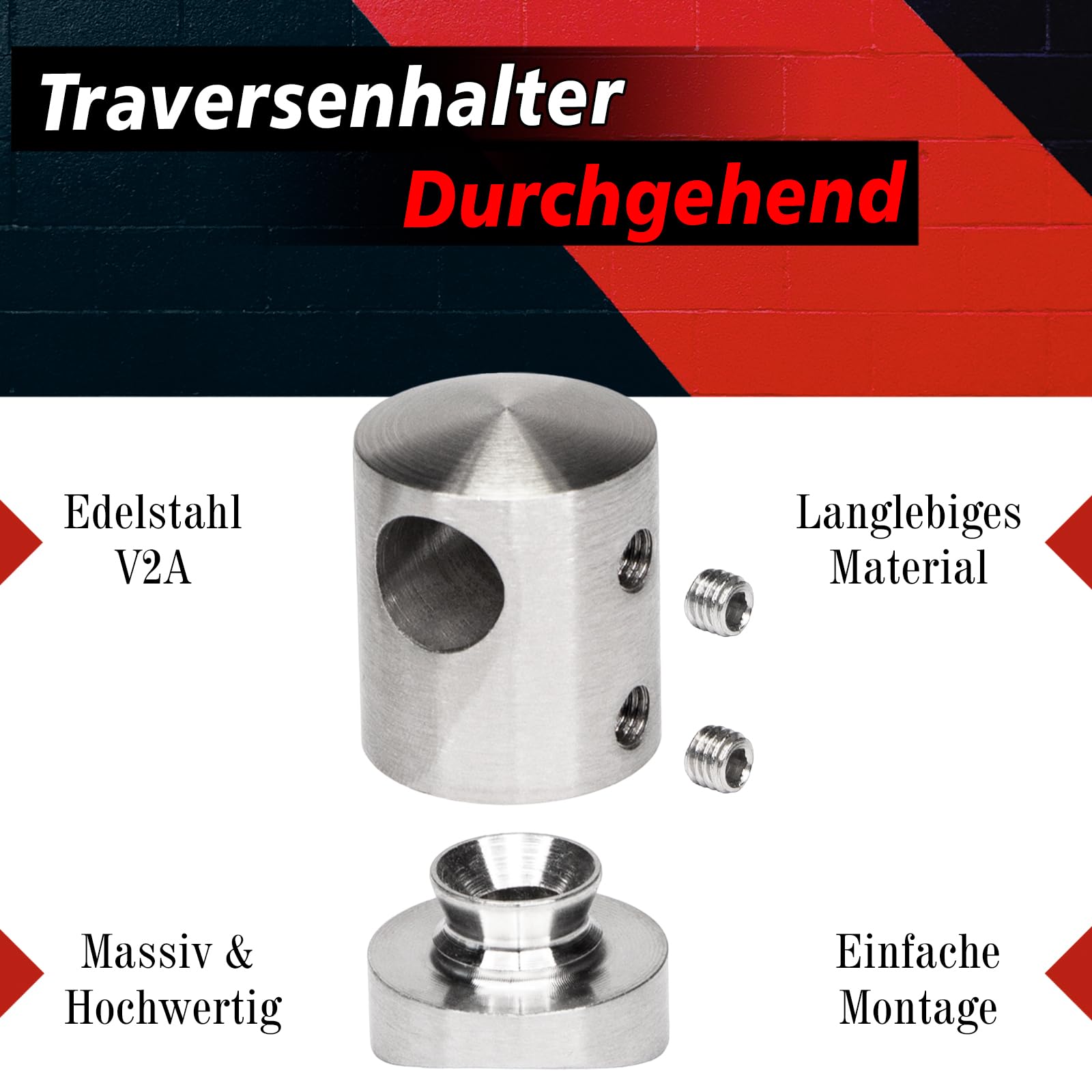 PRIOstahl Querstabhalter 12mm 10 Stück Edelstahl V2A 42,4mm