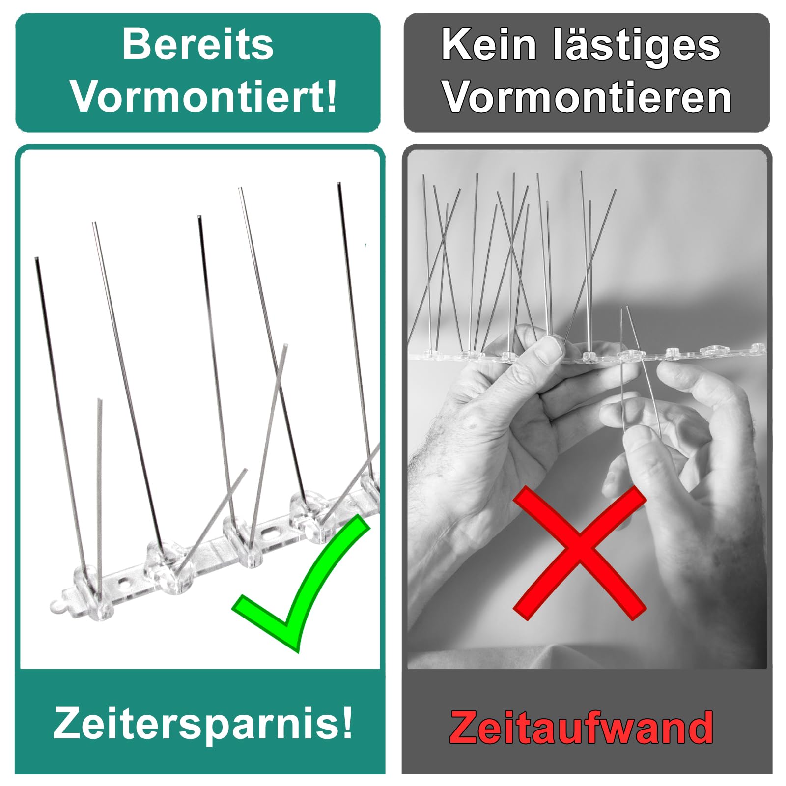 PRIOstahl Taubenspikes Edelstahl 4-reihig 3 m