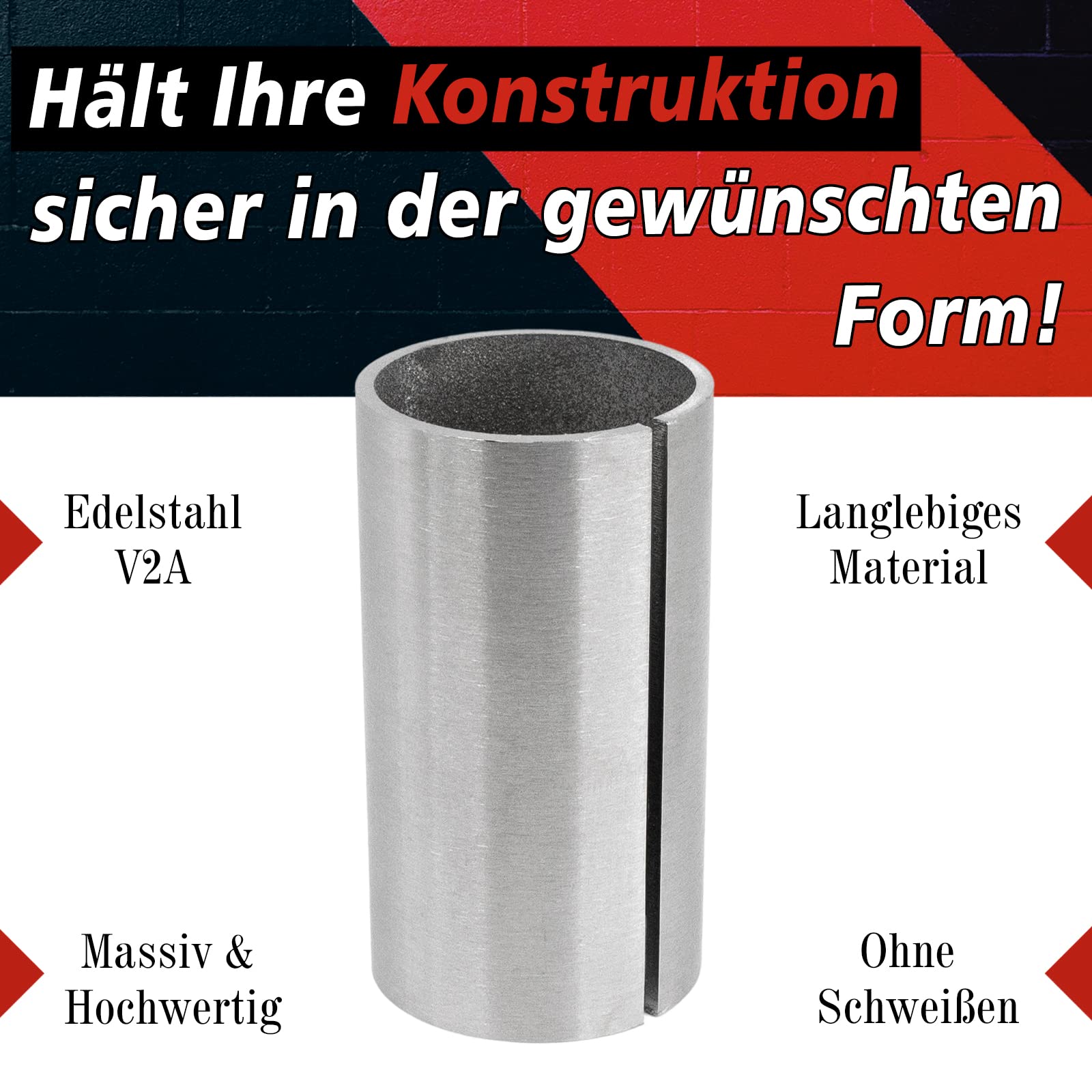 PRIOstahl Rohrverbinder Ø42,4mm 4 Stück Edelstahl V2A