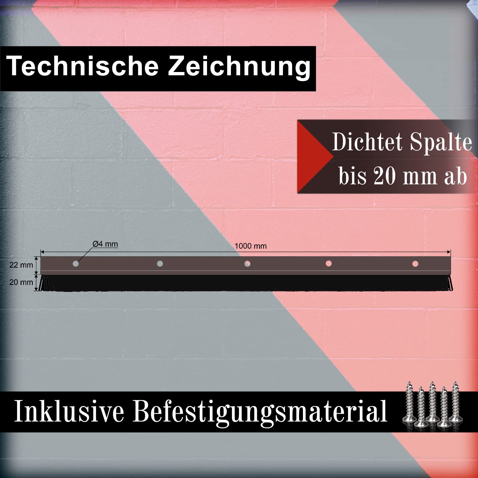 PRIOstahl Befestigungsmaterial Türdichtung Braun 1m Bürstendichtung