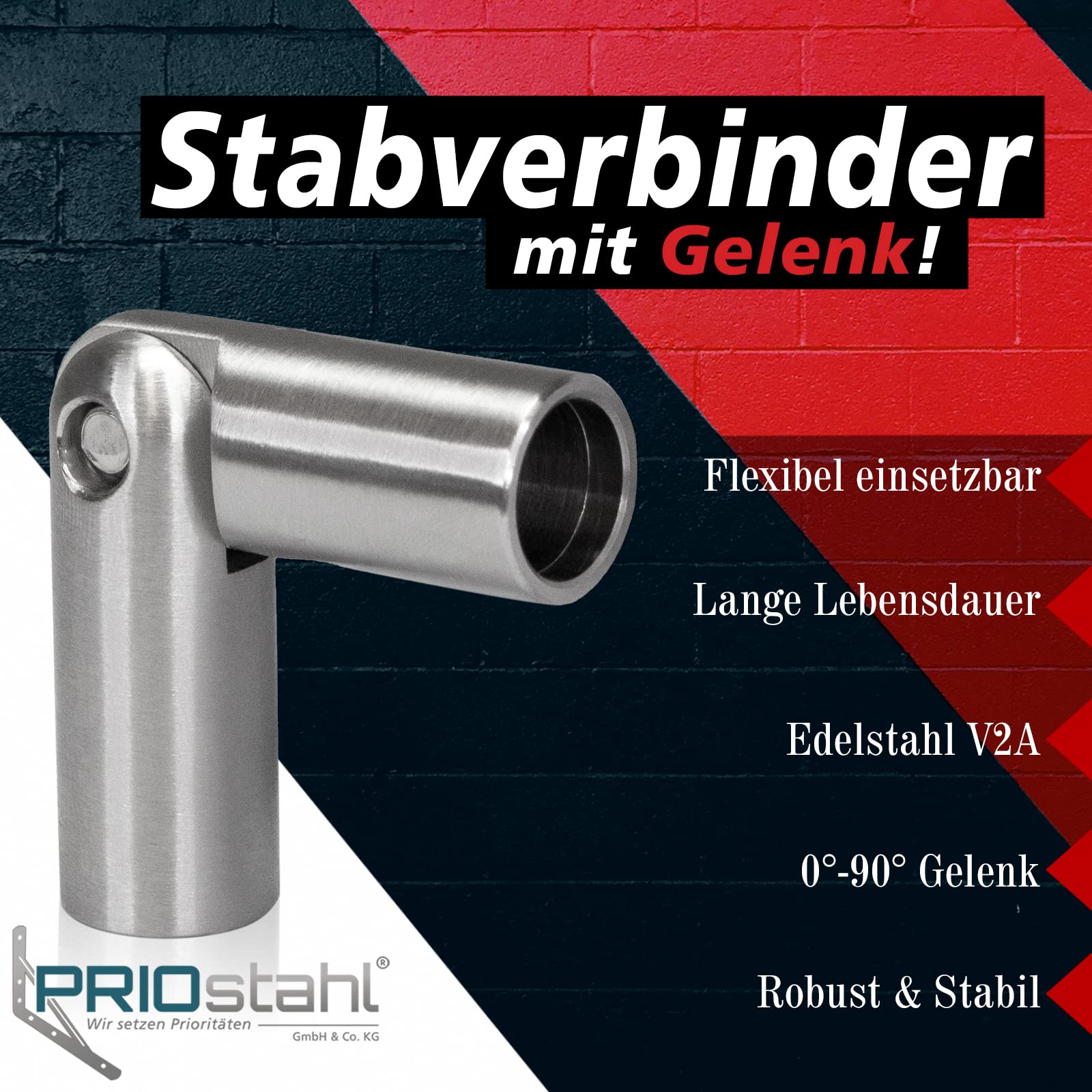 PRIOstahl Geländerbau Gelenkverbinder 12mm V2A 4 Stück