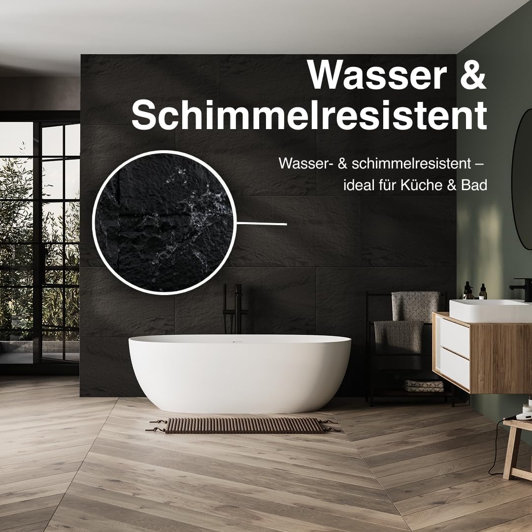HEXIM Wandpaneele Steinoptik Weiß 3D Paneele A002-01 4 Stück