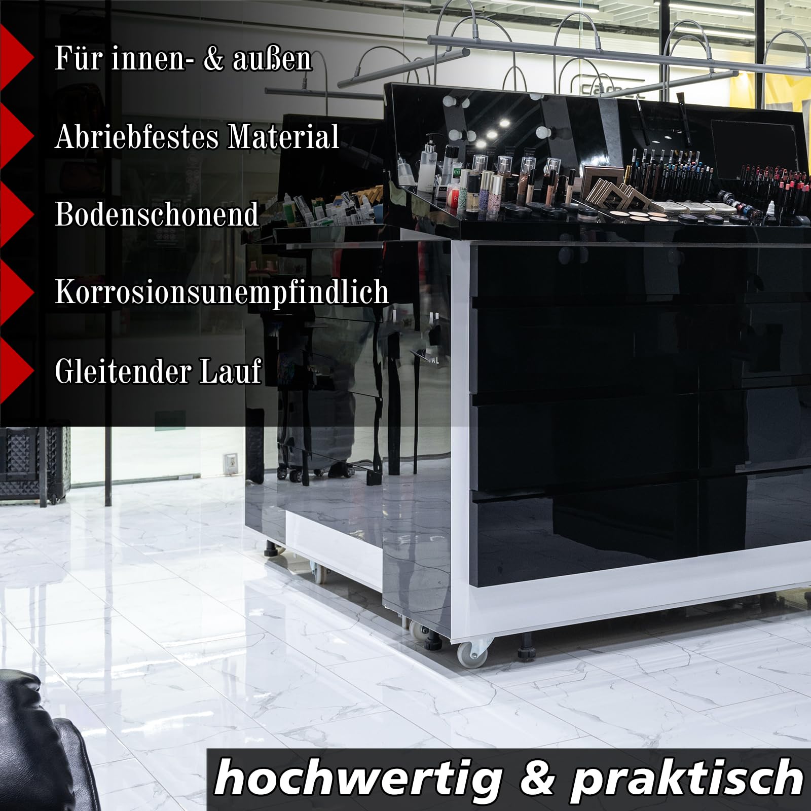PRIOstahl Transportrollen 125mm Möbelrollen weiß 4er Set Bremse