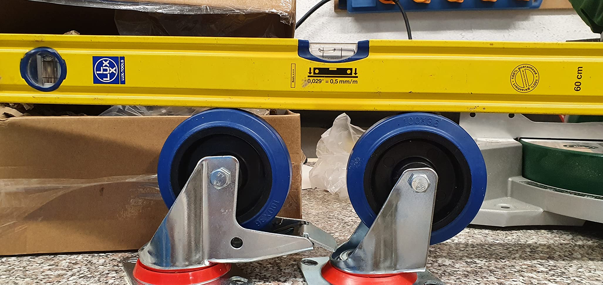 PRIOstahl Transportrollen 100 mm blau 4 Stück Bremse