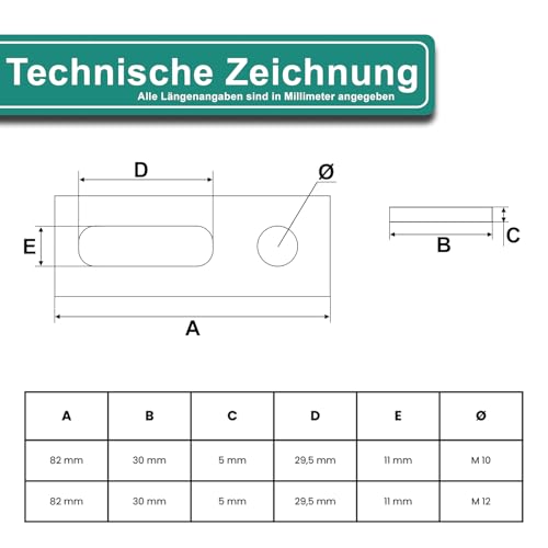 PRIOstahl Adapterblech M12 82x30x5mm V2A 10 Stück Solar