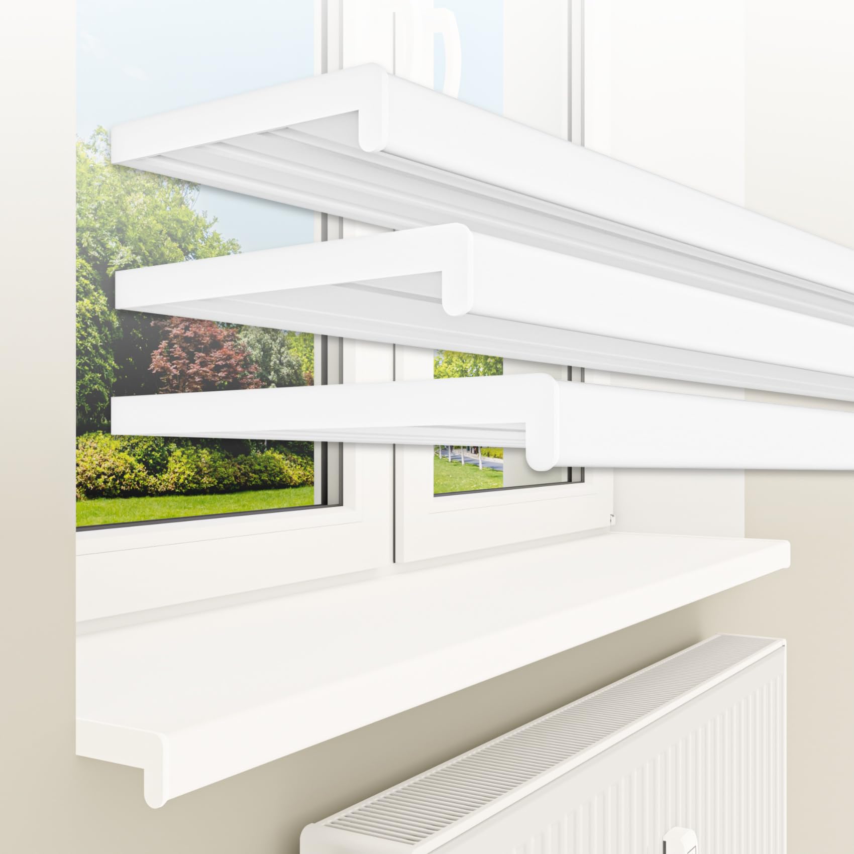 Hexim Fensterbank PVC 140x20 cm weiß glanz innen mit Endkappen