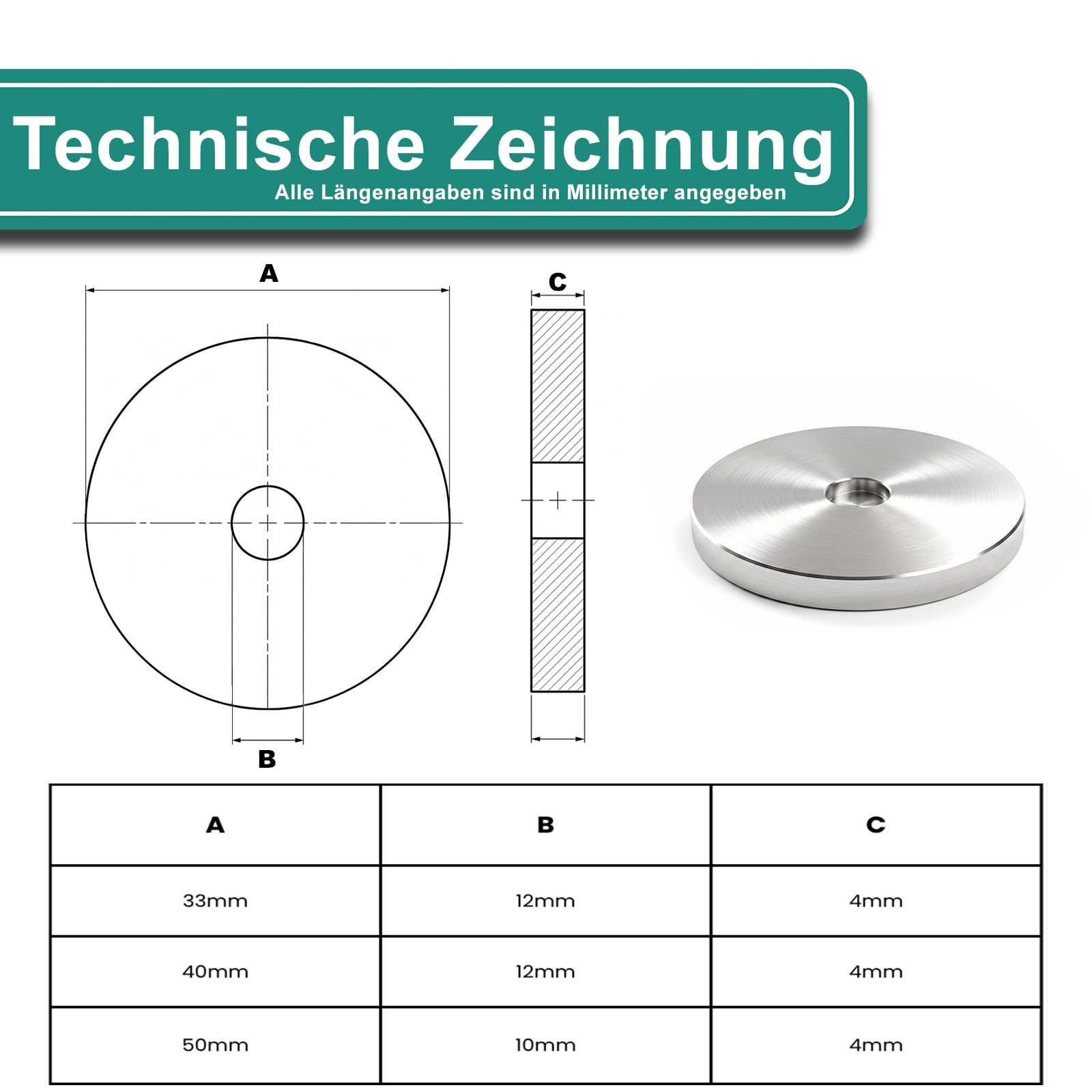 PRIOstahl Befestigungsmaterial Unterlegscheibe 50x4mm V2A 1 Stück