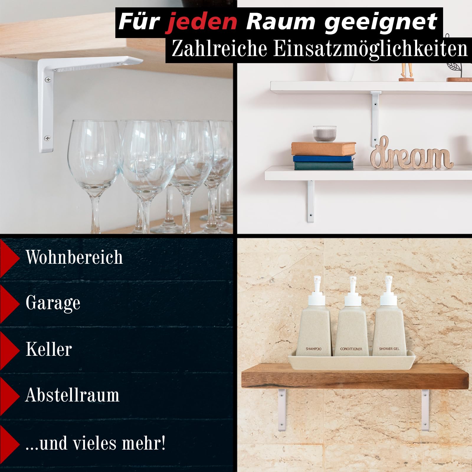 PRIOstahl Regalkonsole Alu Weiß 200x300mm 2 Stück