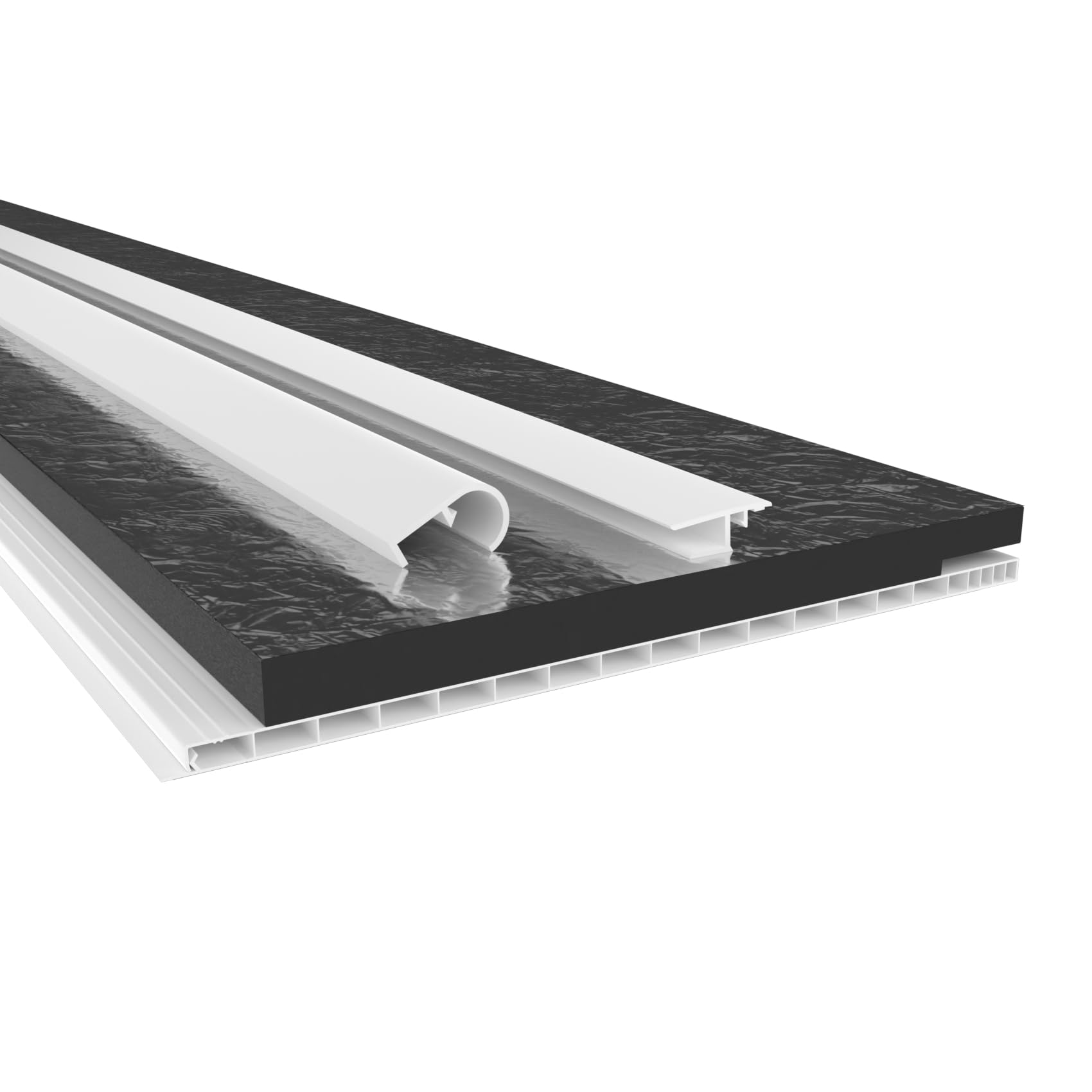 Hexim Aufnahmeprofil 42mm PVC Klemmprofil 2 Meter weiß