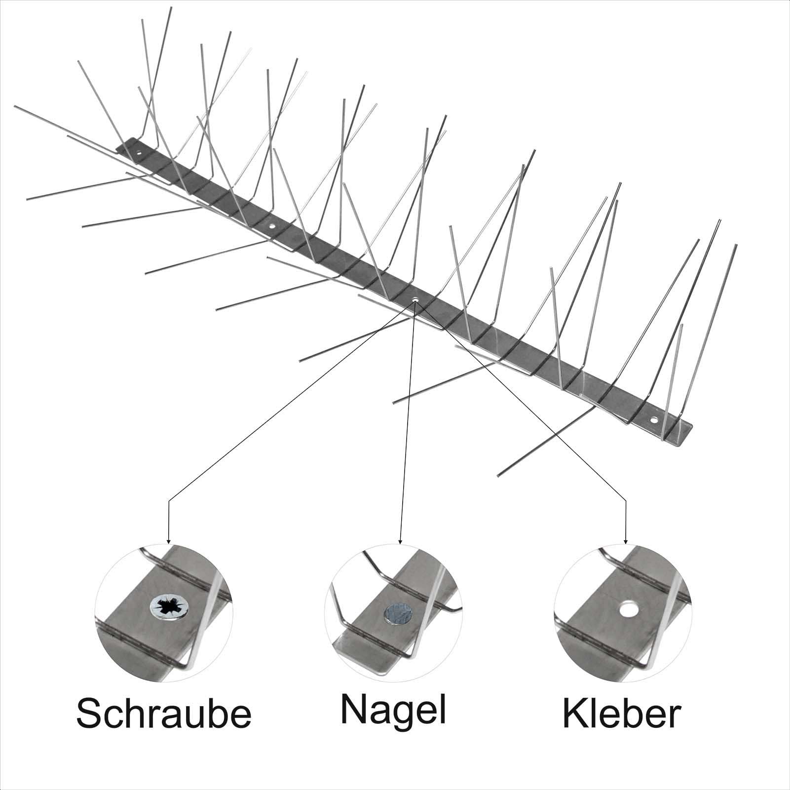 PRIOstahl Premium Taubenabwehr Edelstahl 6-reihig 5m