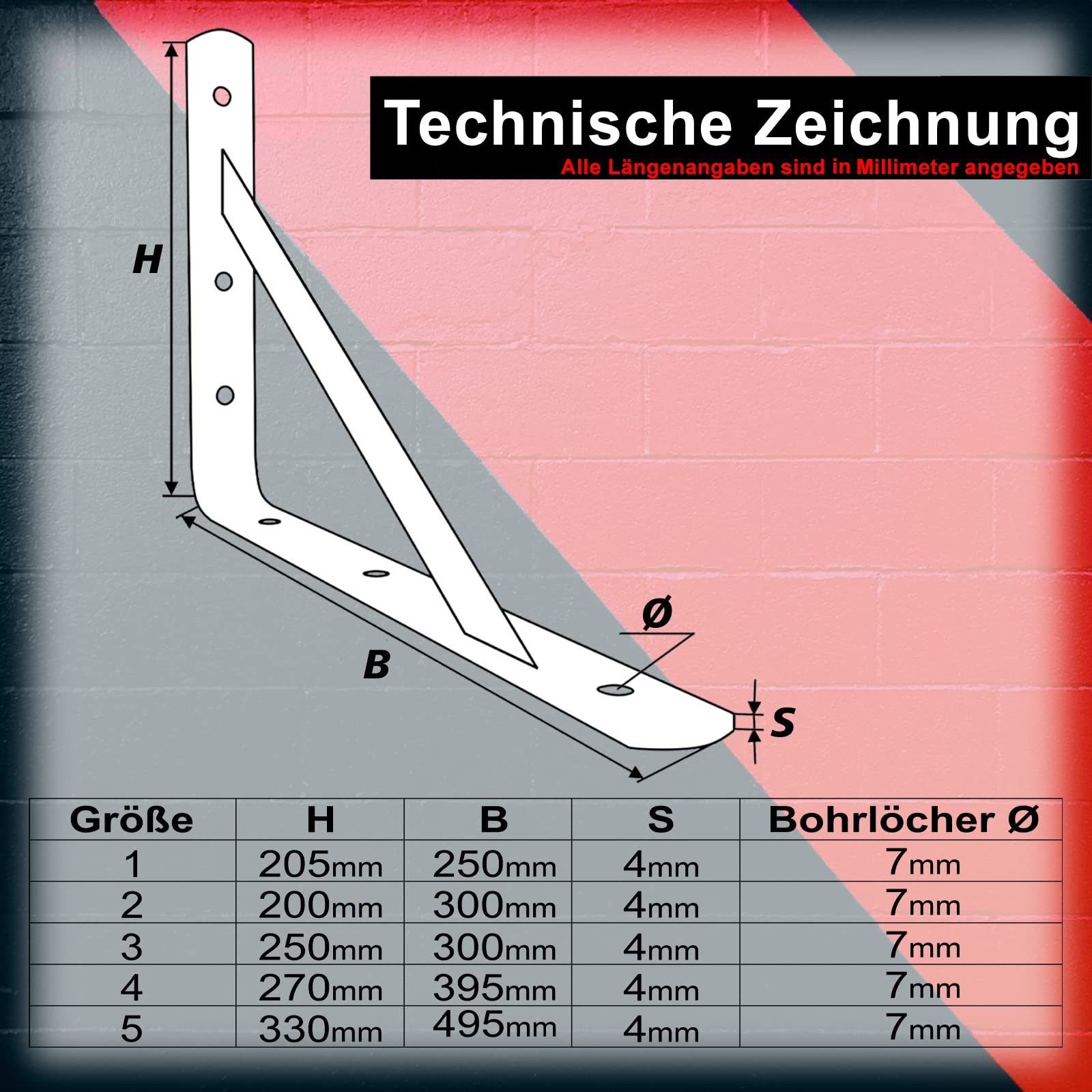PRIOstahl Schwerlastträger 330x500mm Regalwinkel verzinkt 2 Stück