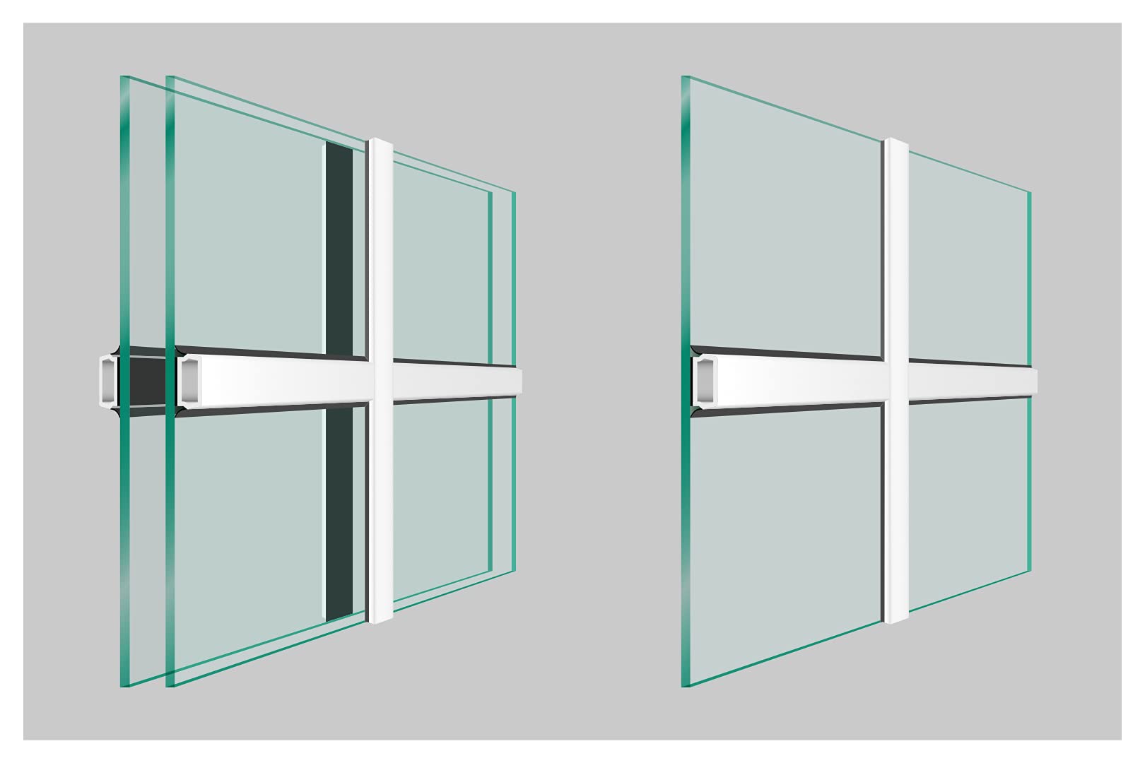 Hexim GL2313 Fenstersprosse Weiß 1 m graue Lippe