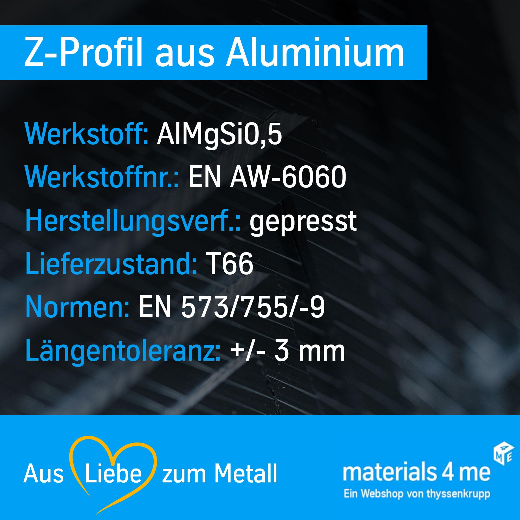 thyssenkrupp Z-Profil Aluminium 17x25x17x2mm 1000mm EN AW-6060