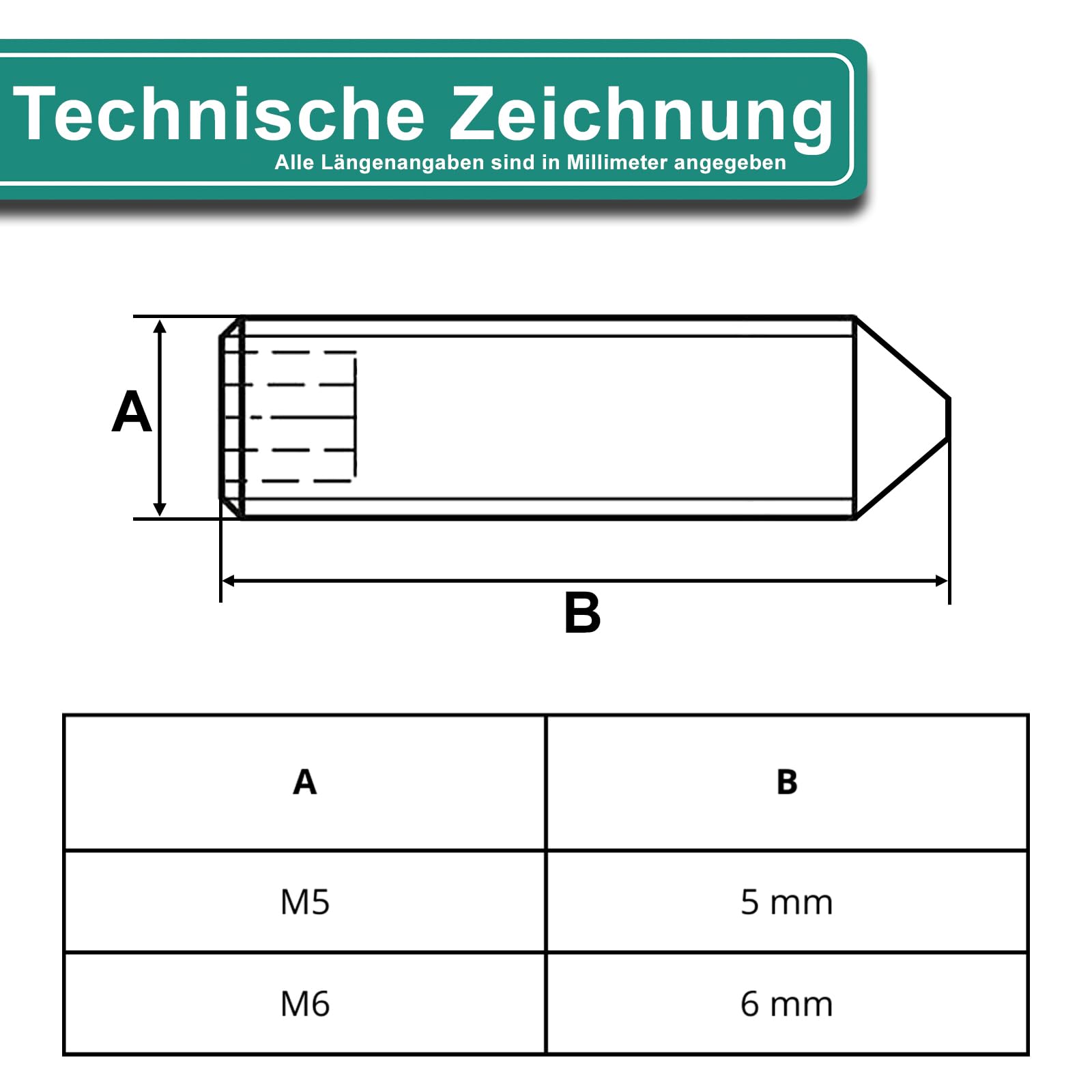 PRIOstahl Befestigungsmaterial Gewindestifte M5x5 10 Stück V2A