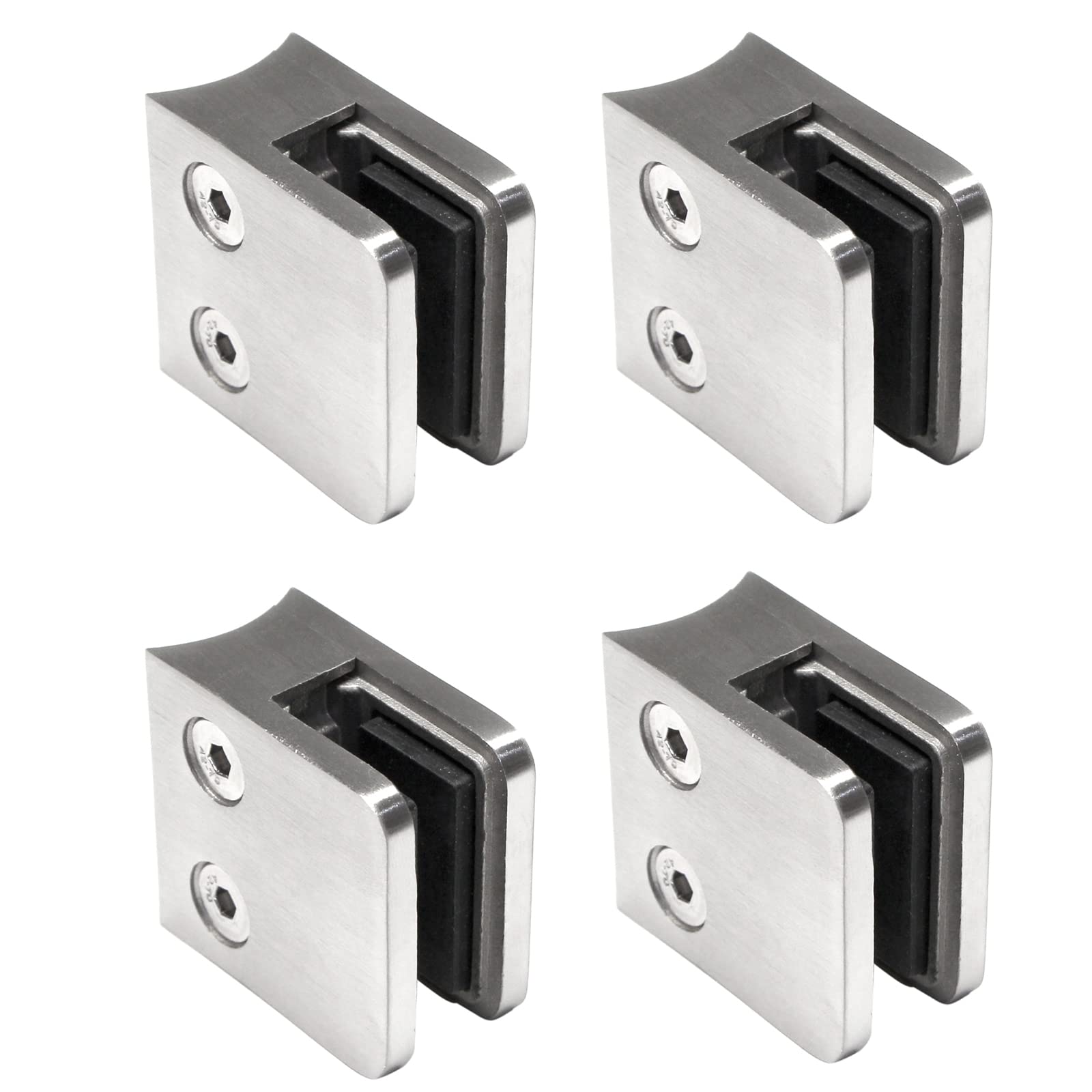 PRIOstahl Geländerbau Glashalter Flach 3mm 4 Stück V2A