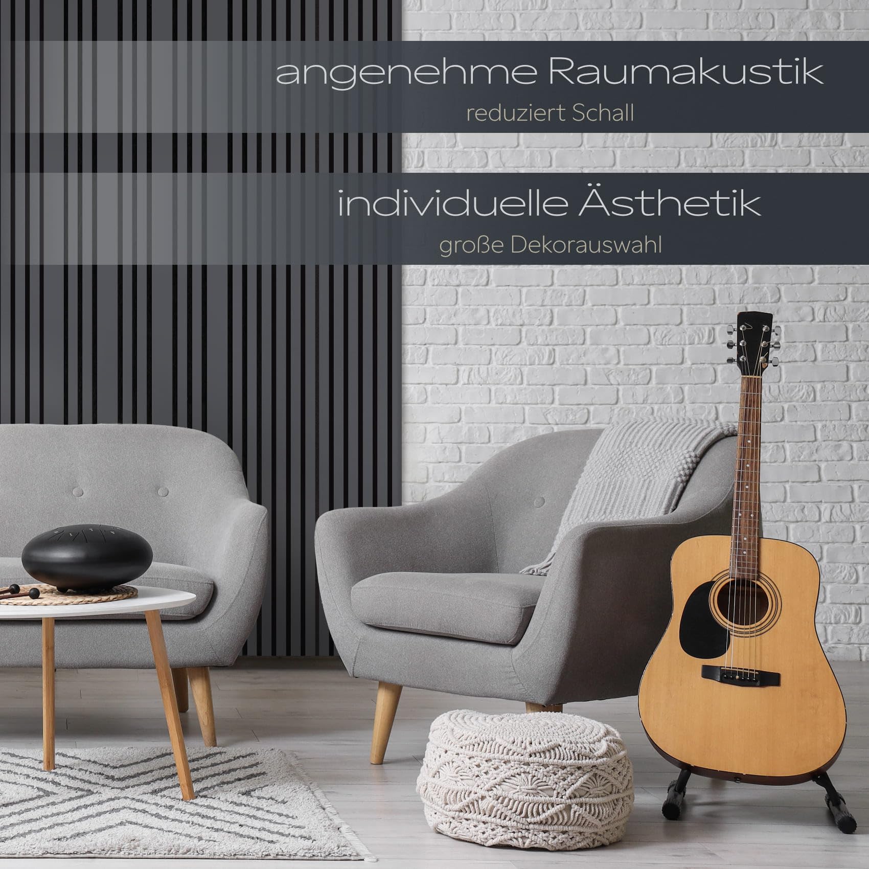 Hexim Akustikpaneele Mila 138,5x60 4er Black Lead 3,32 m²