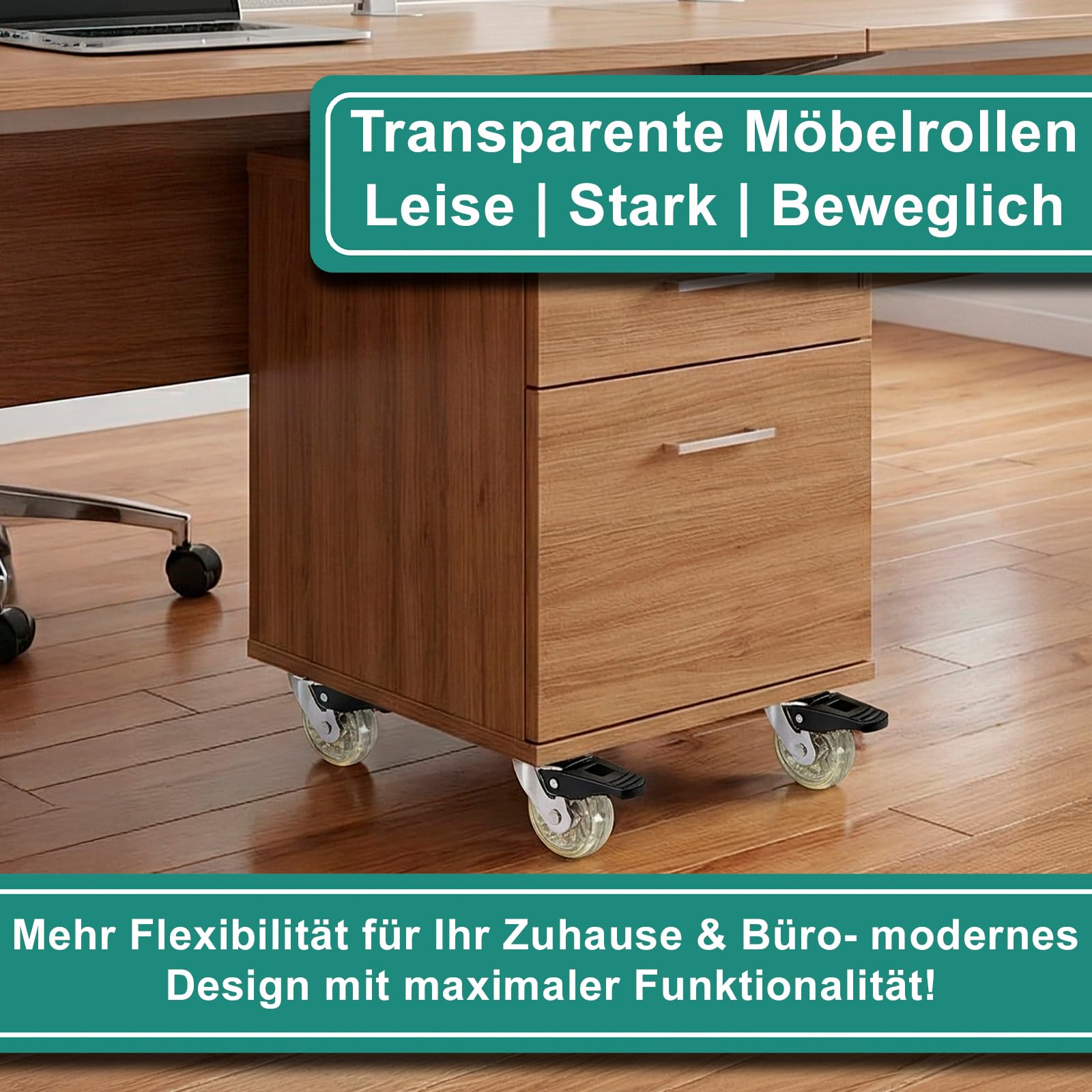 PRIOstahl Transportrollen Transparent 50mm 4er Set Bremse
