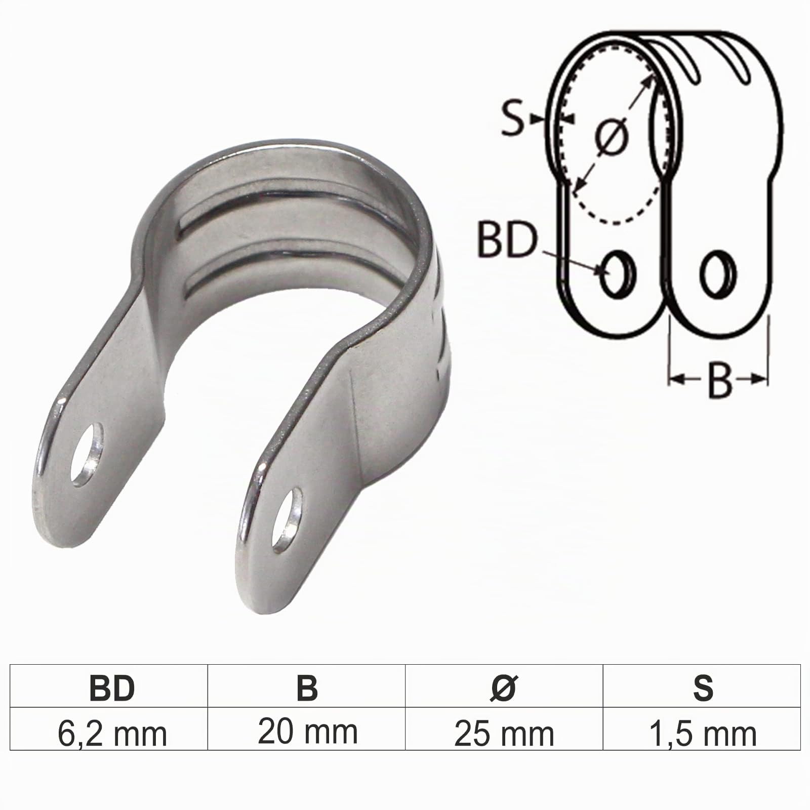 PRIOstahl U-Schelle 25mm Rohrschelle Edelstahl 2 Stück V4A